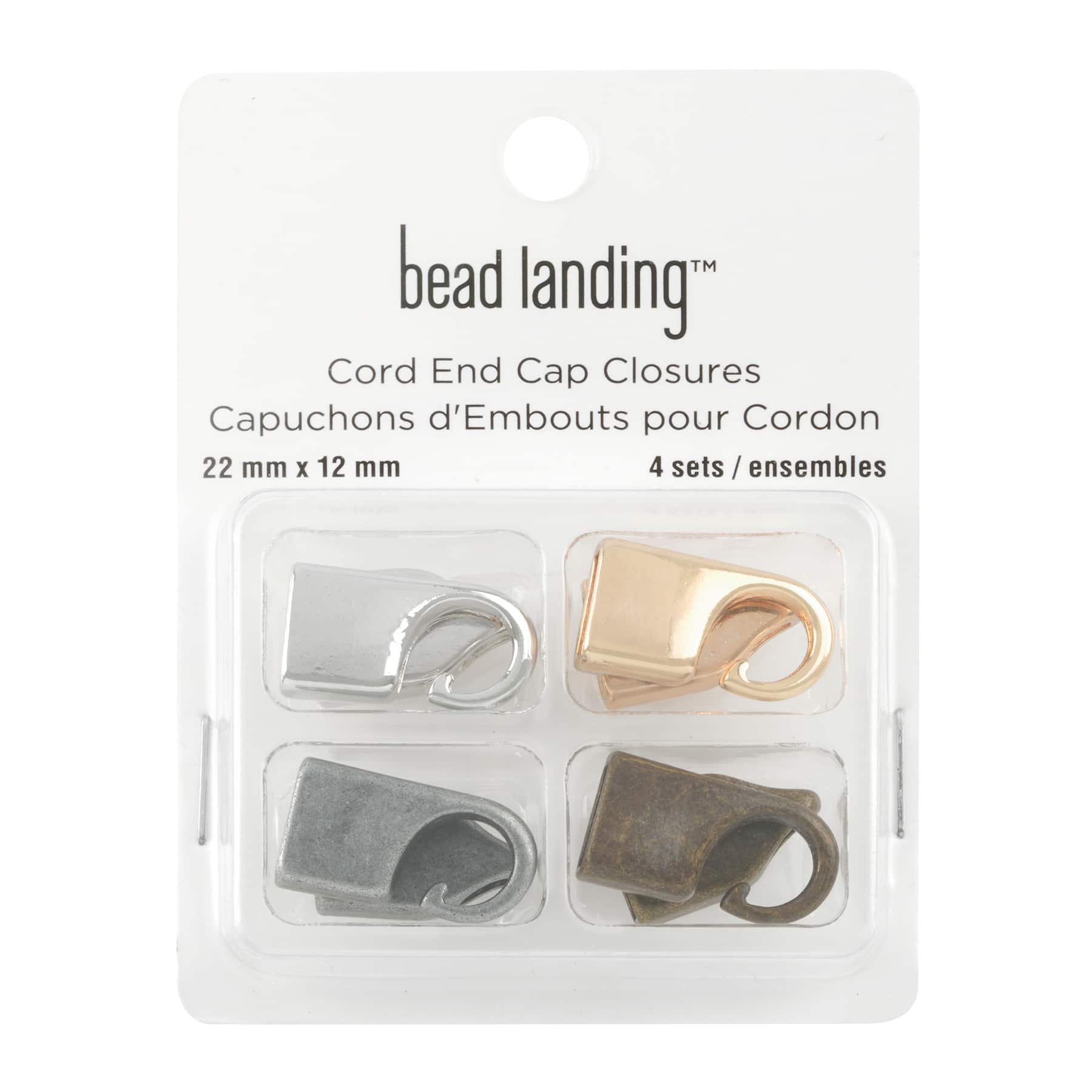 22mm Cord End Cap Closure Sets by Bead Landing&#x2122;