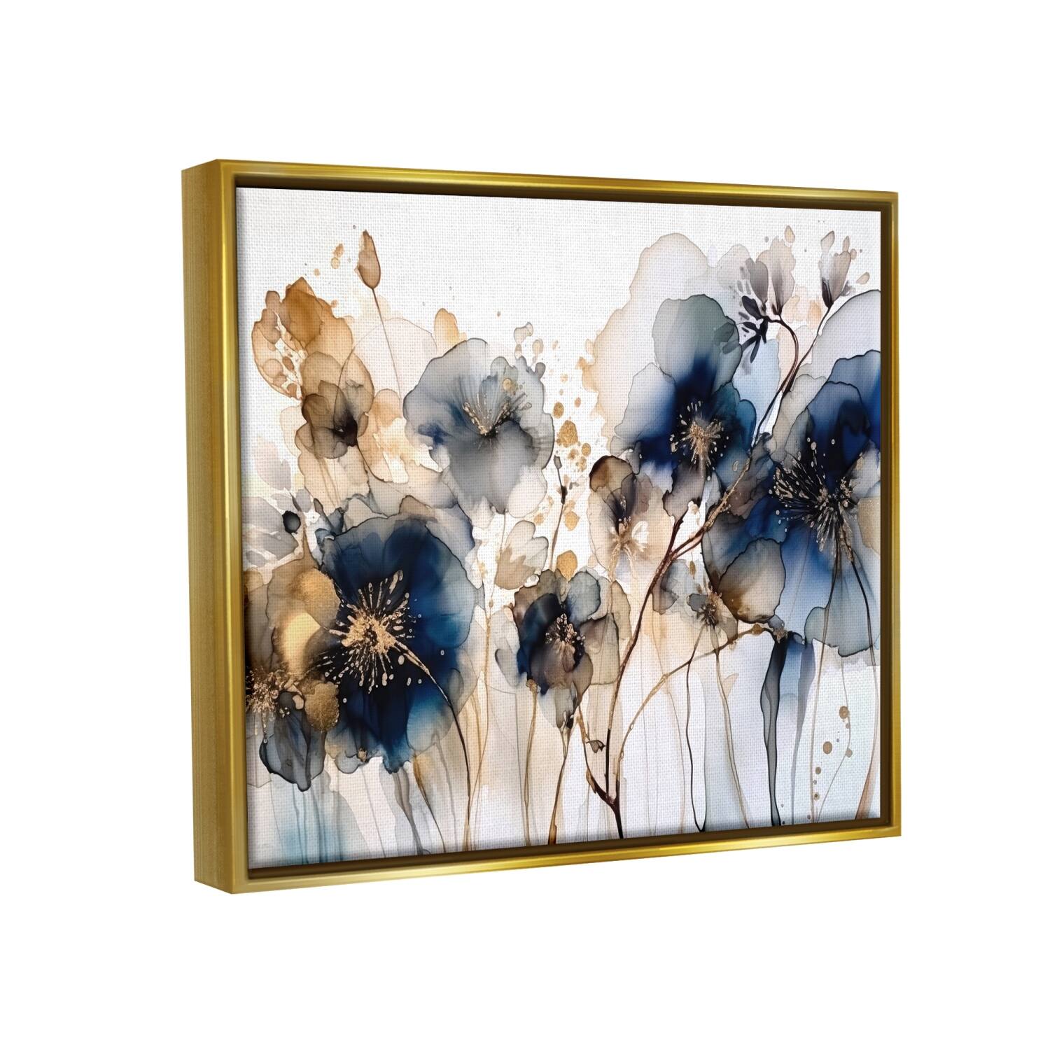 Stupell Industries Navy & Gold Abstraction Floater Framed Art