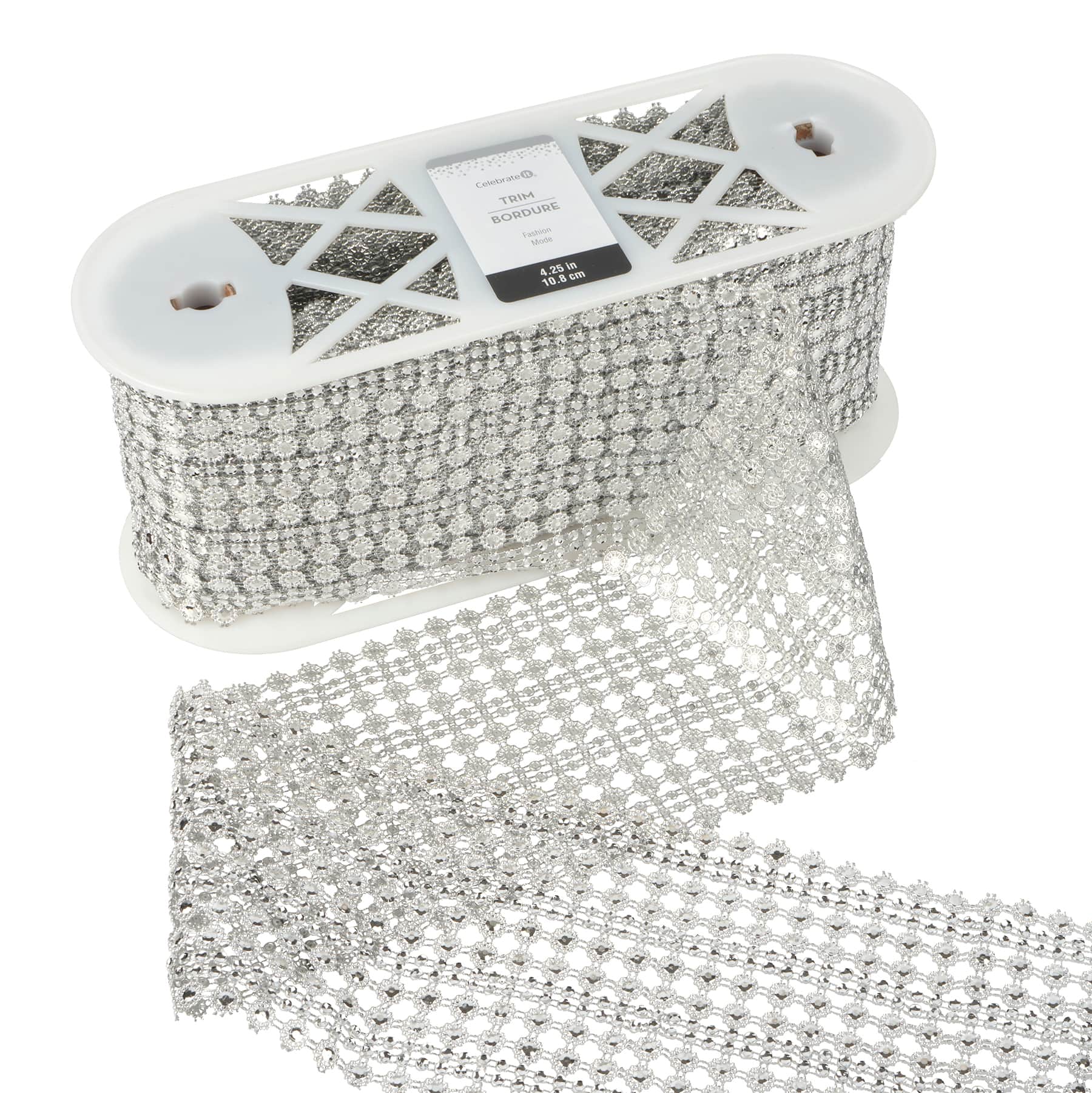 4.25" Silver Diamond Mesh Trim by Celebrate It®