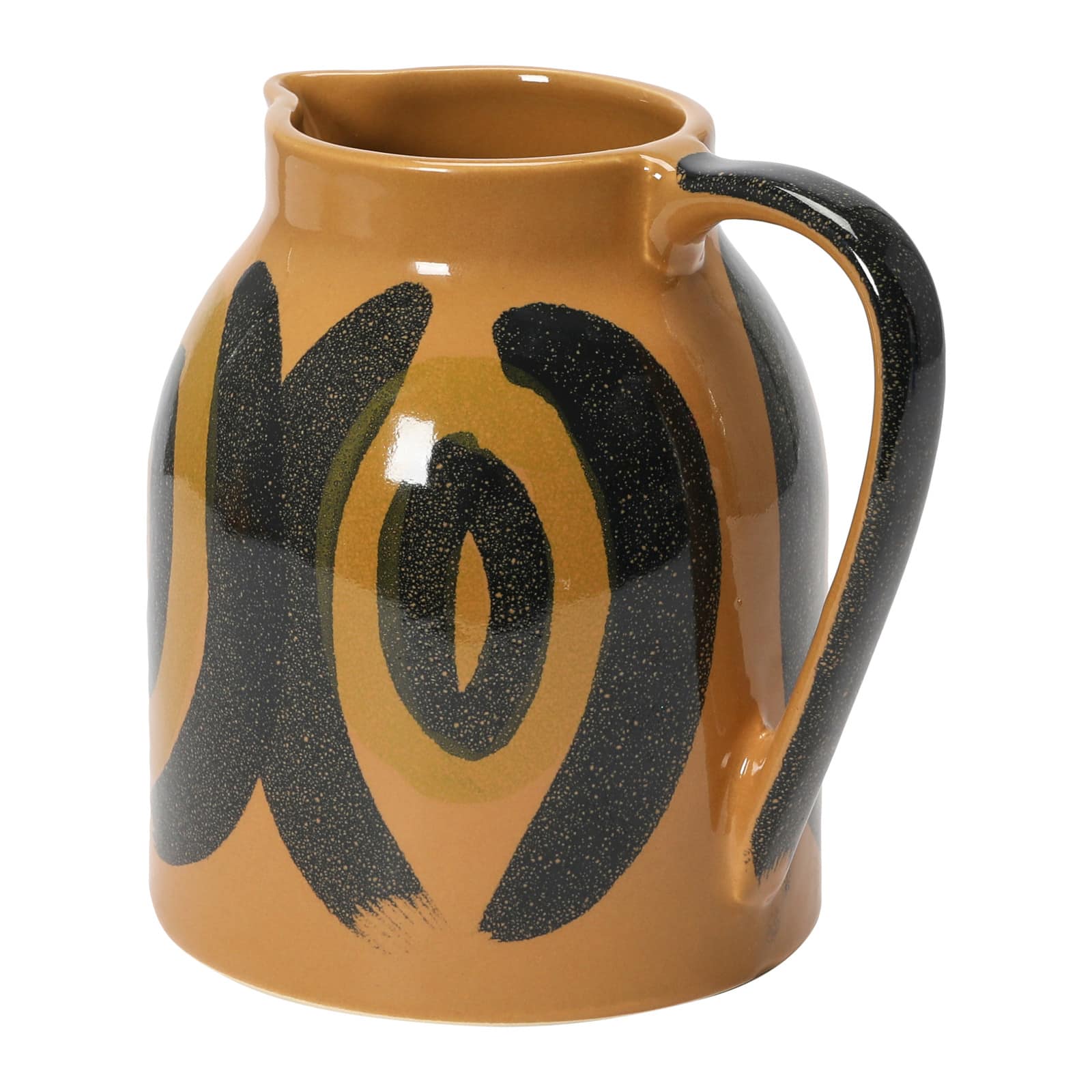 Hello Honey&#xAE; 6&#x22; Brown &#x26; Black Decorative Hand Painted Stoneware Pitcher
