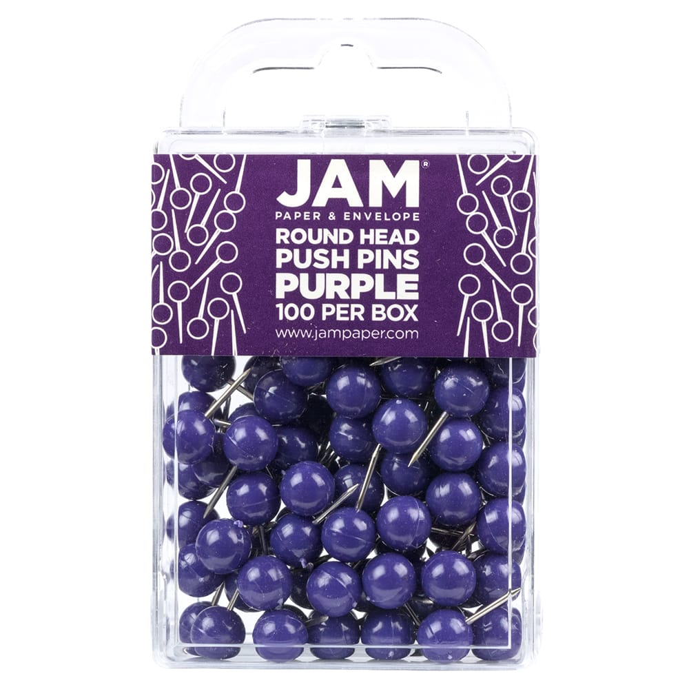  JAM PAPER Colorful Push Pins - Baby Blue Pushpins - 100/Pack :  Office Products