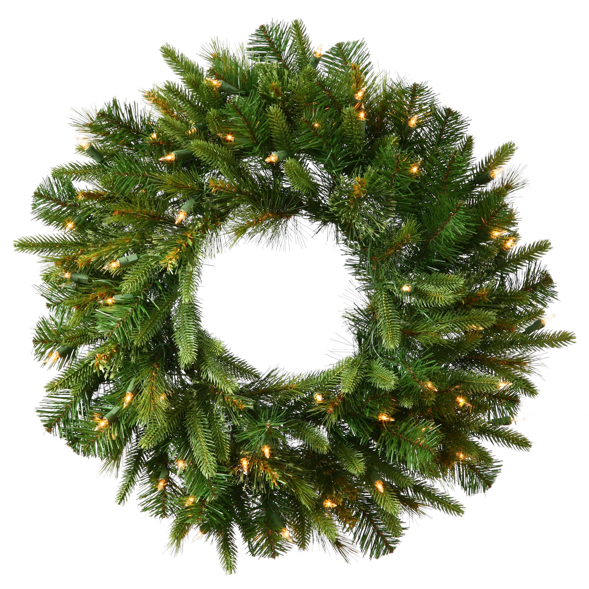 24" Pre-Lit Cashmere Christmas Wreath, Warm White LED Lights
