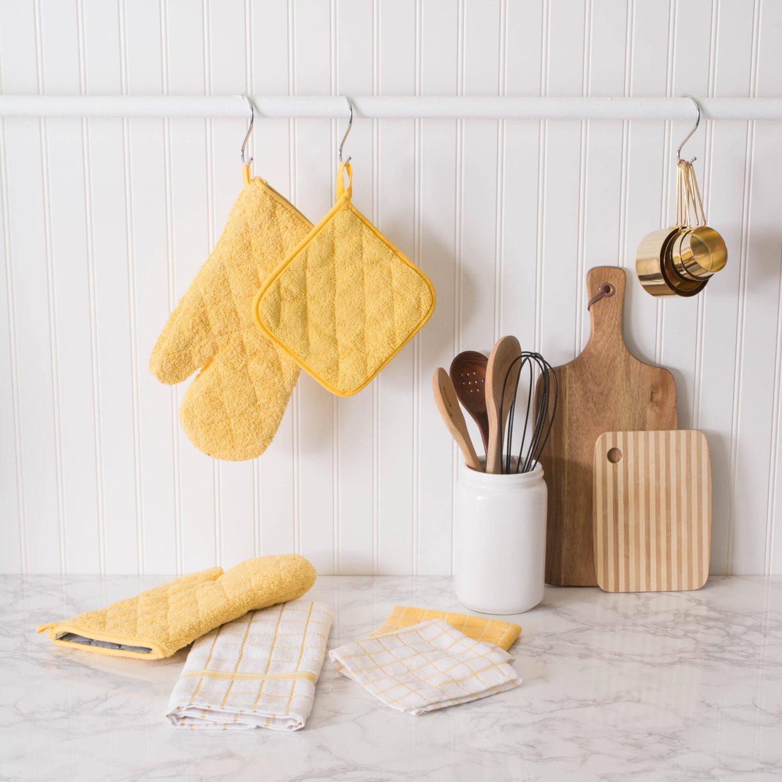 DII® Yellow Combo Windowpane Dishcloths, 6ct.