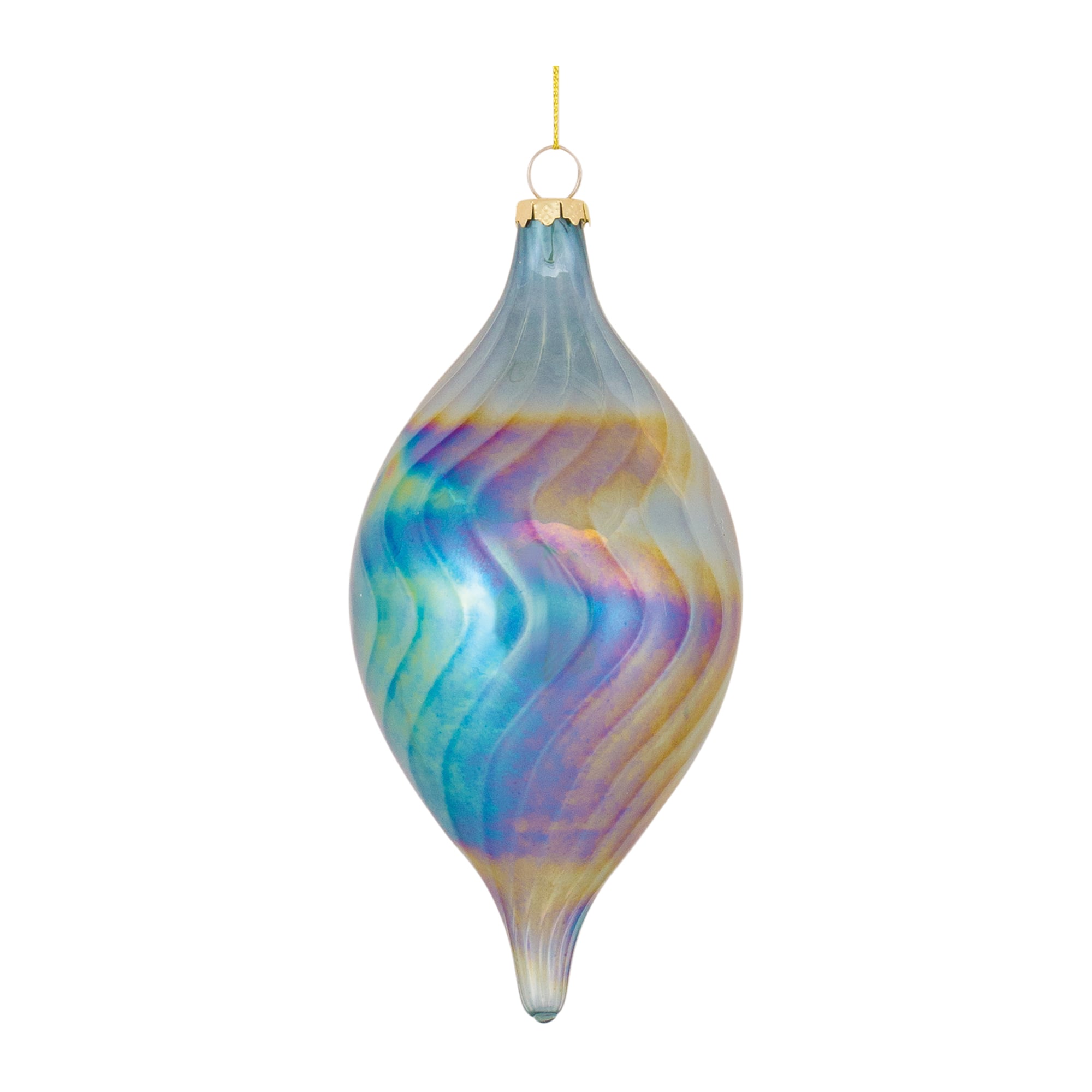 6ct. Iridescent Glass Swirl Ornaments