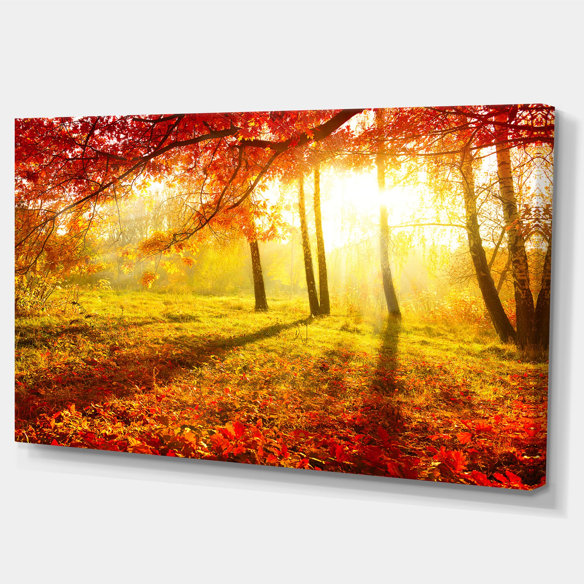 Designart - Yellow Red Fall Trees and Leaves - Landscape Canvas Art Print