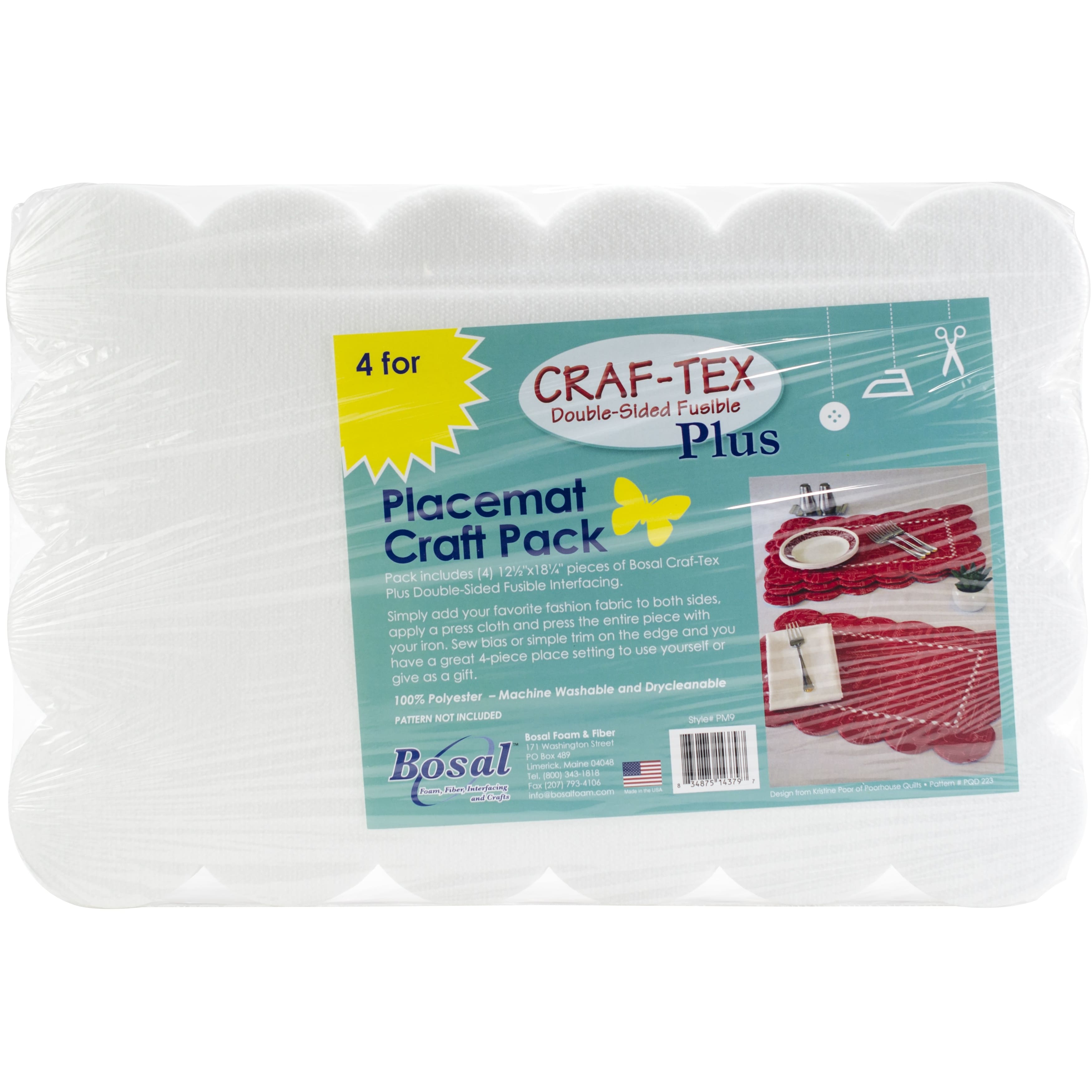 Bosal Craf-Tex Double-Sided Fusible Placemat Craft Pack, 12.5" x 18.25"