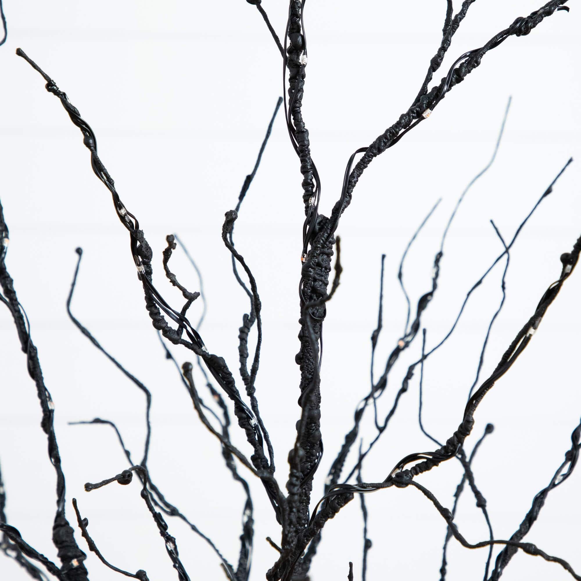 4ft. Pre-Lit Halloween Black Twig Artificial Tree with 180 Orange &#x26; Purple LED Lights