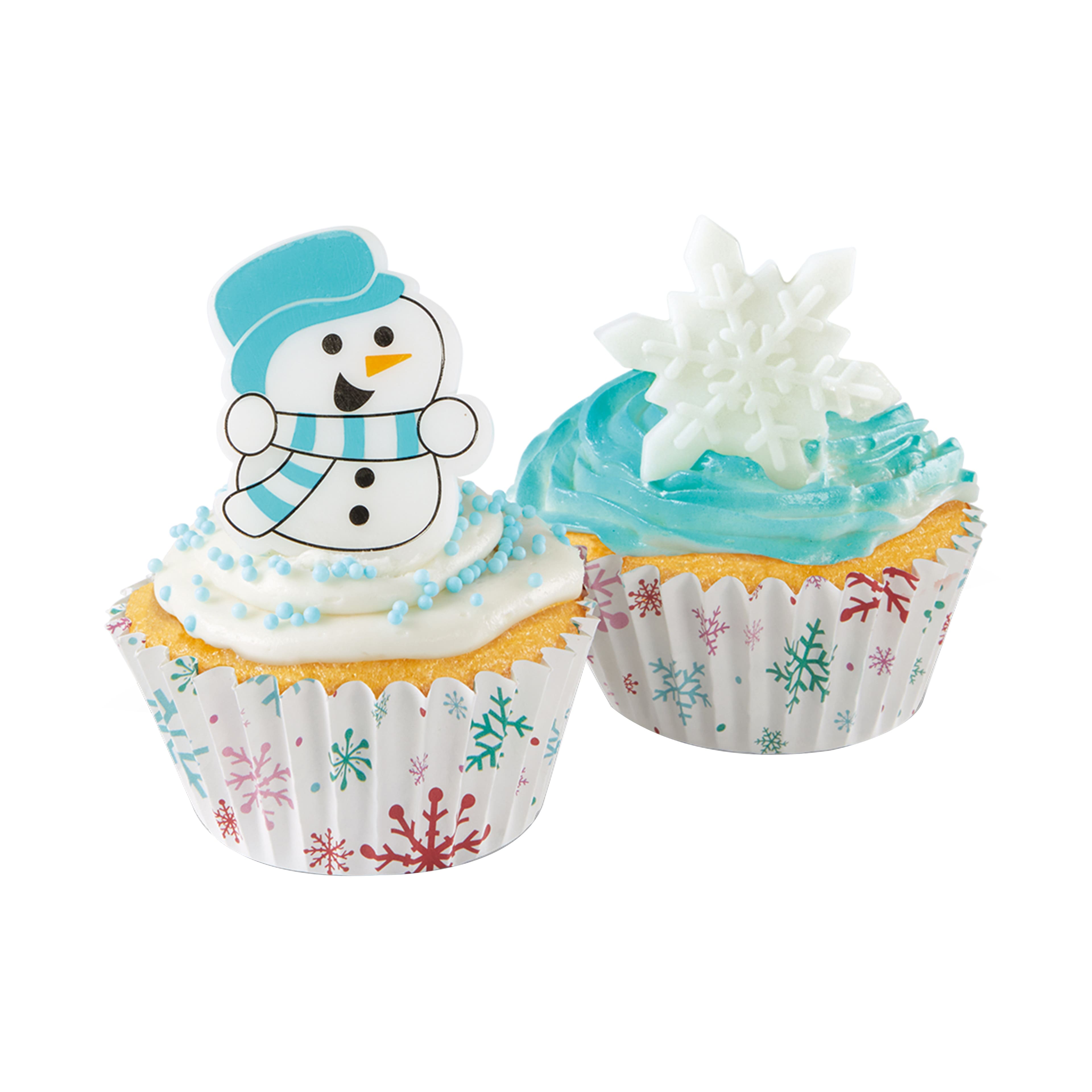 Snowflake &#x26; Snowman Decorative Cupcake Rings, 12ct. by Celebrate It&#xAE;