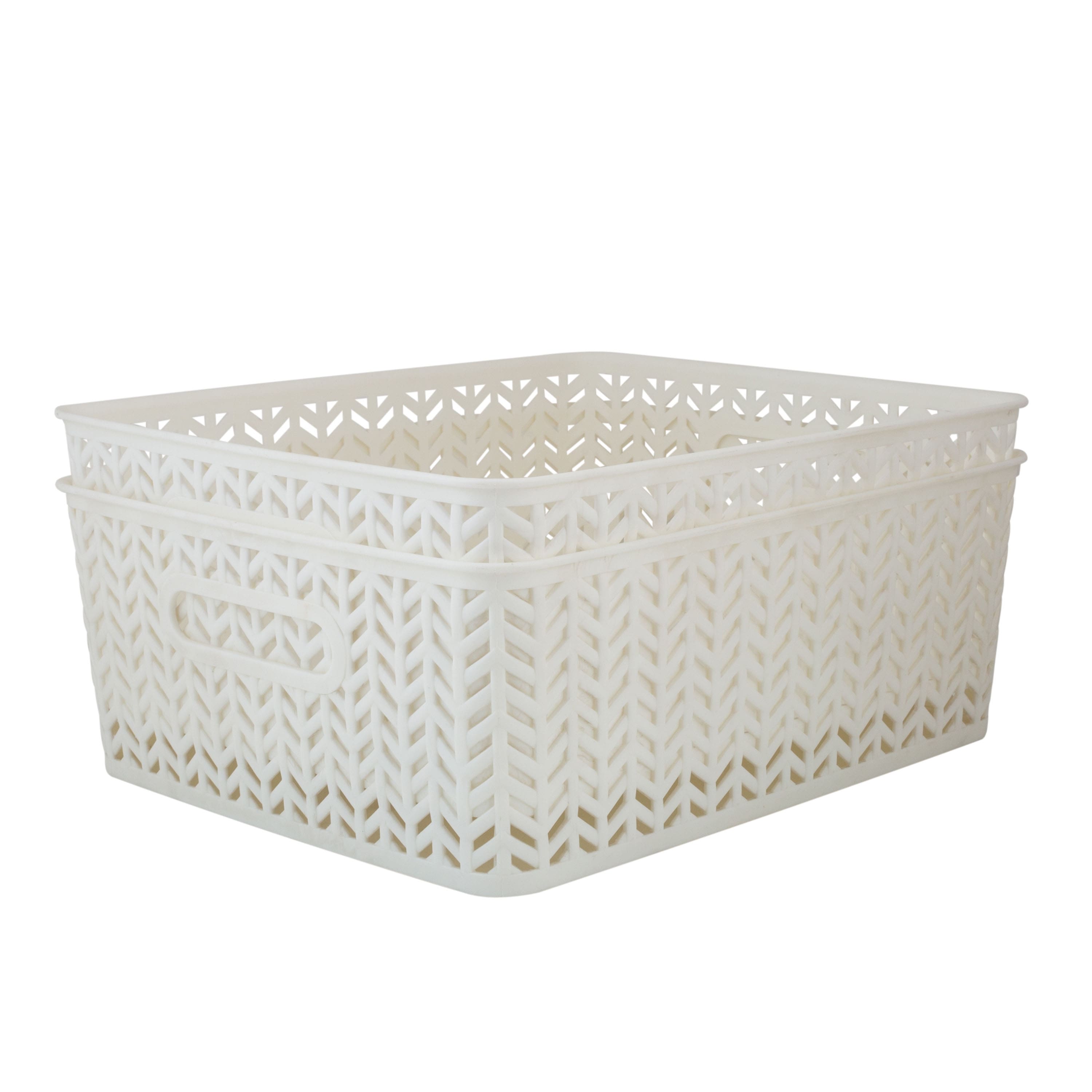 Simplify Medium Herringbone Storage Basket, 2ct.