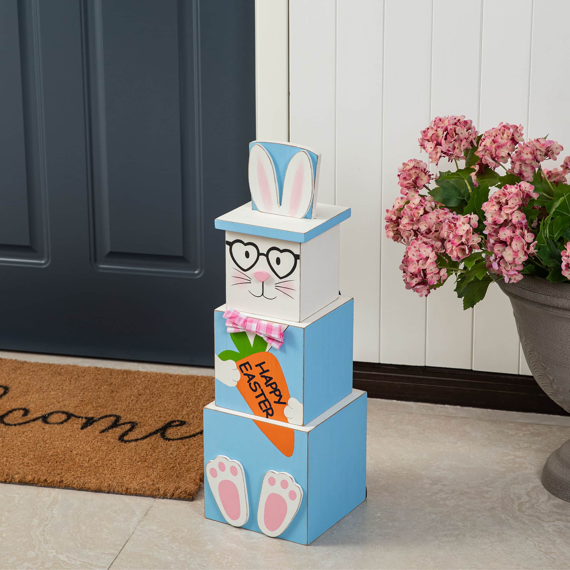 Glitzhome&#xAE; 24&#x22; Wooden Double Sided Easter &#x26; July 4th Porch D&#xE9;cor