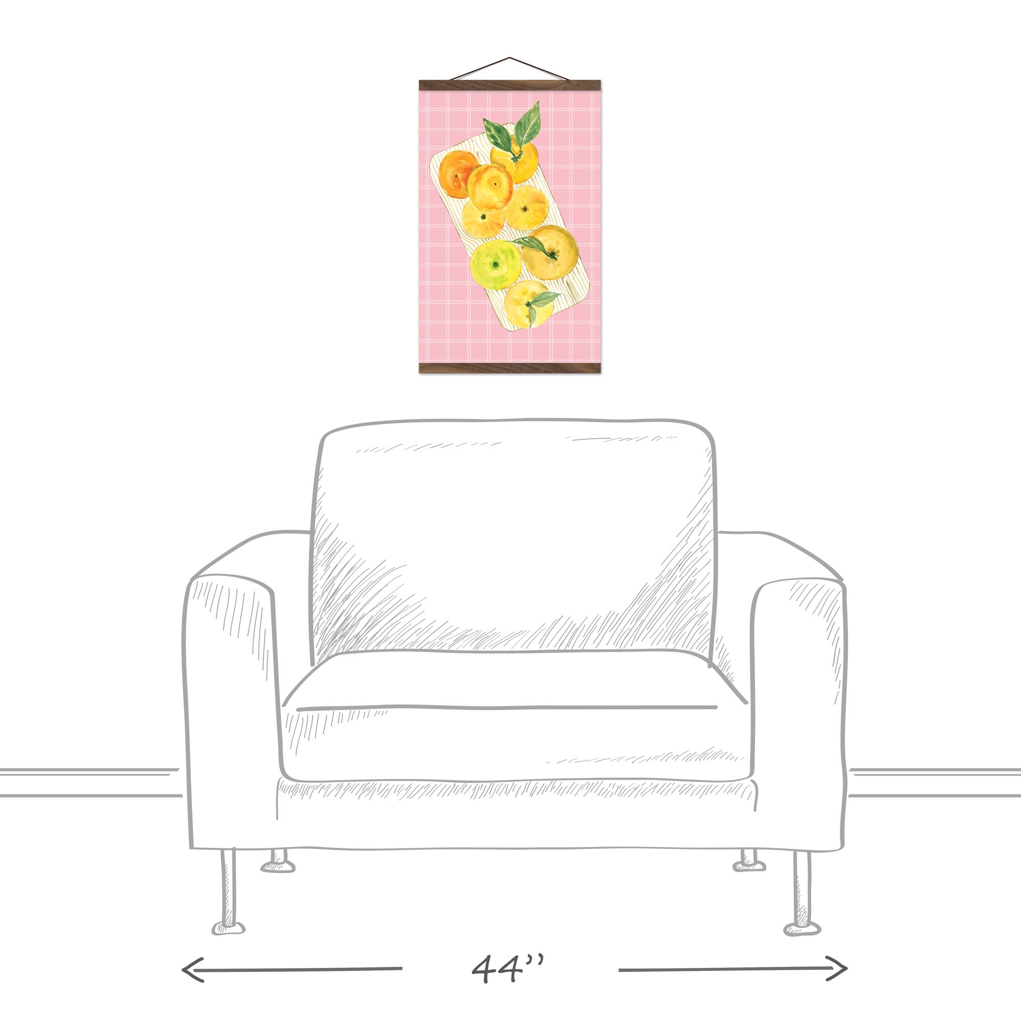 Watercolor Citrus Board Teak Hanging Canvas