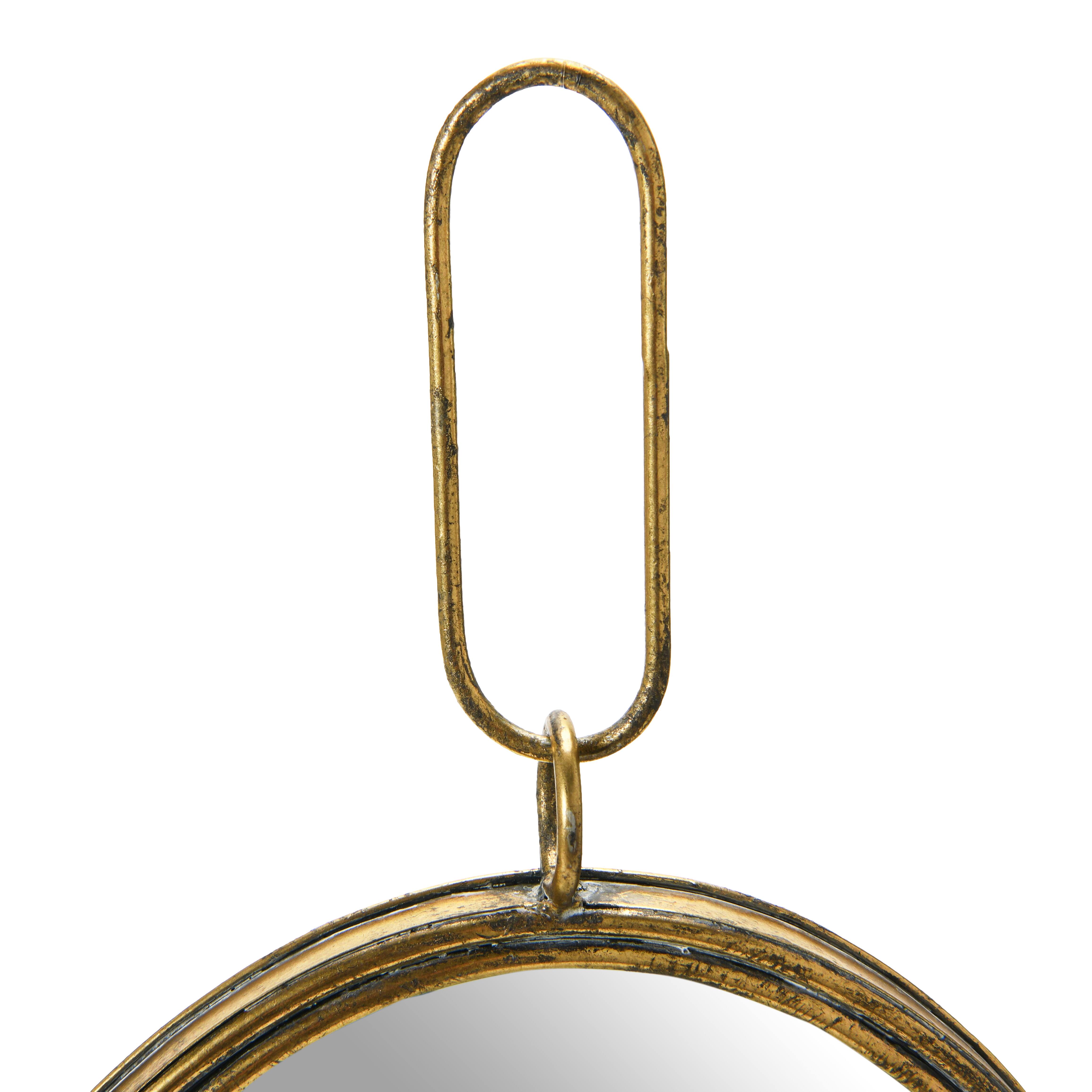 Hello Honey&#xAE; Antique Gold Oval Metal Wall Mirror with Bracket