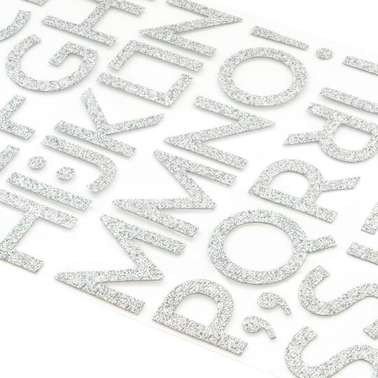 12 Packs: 86 ct. (1,032 total) Silver Glitter Block Alphabet Stickers ...