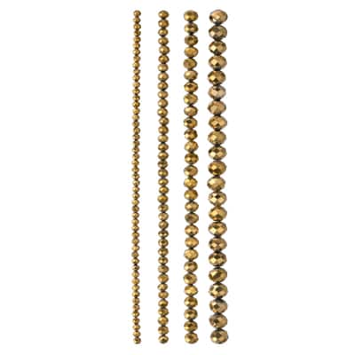 Gold Half Faceted Glass Beads by Bead Landing™