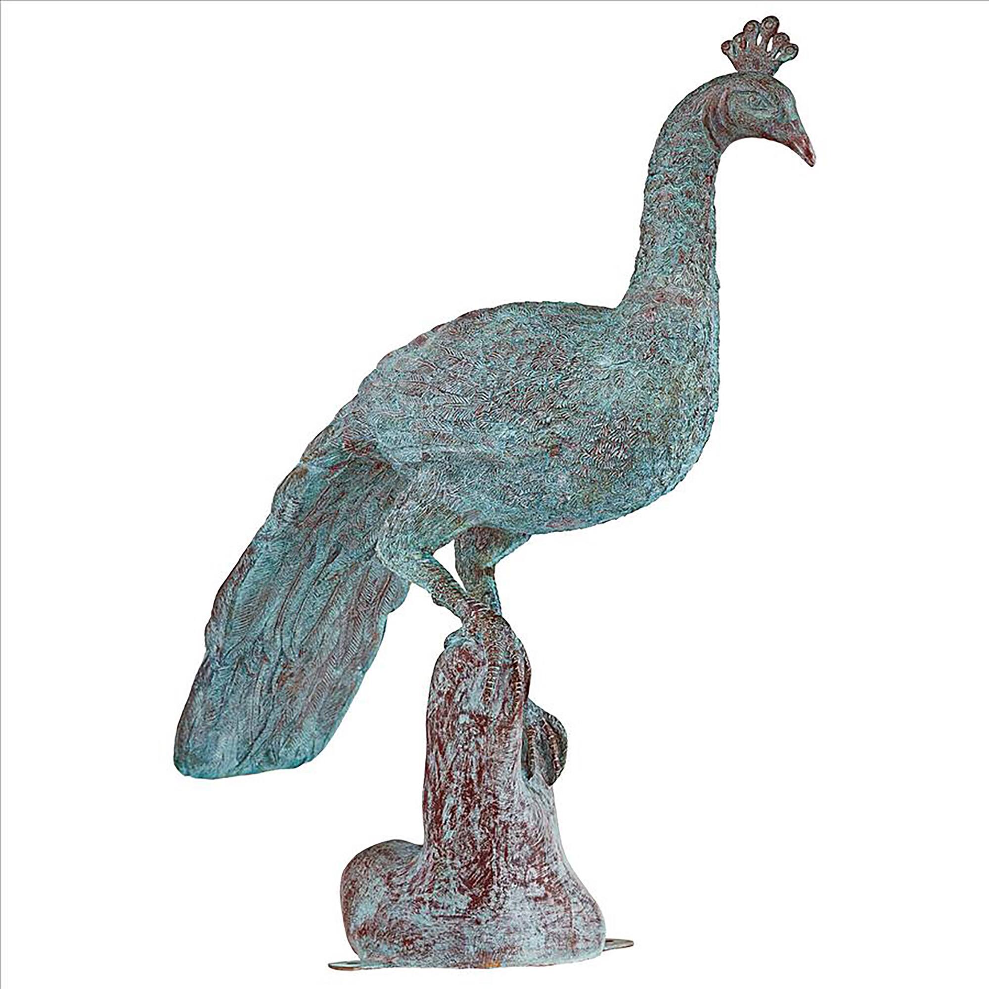 Design Toscano 33.5&#x22; Pleasant Peacock Cast Bronze Garden Statue
