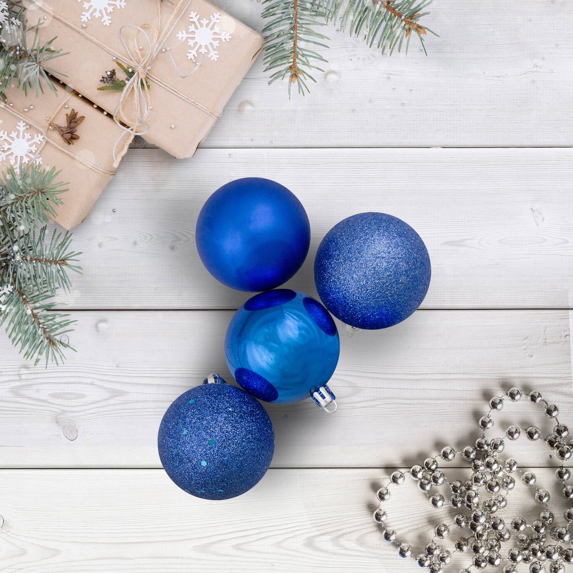 60ct Shiny Lavish Blue Shatterproof Ball Ornaments
