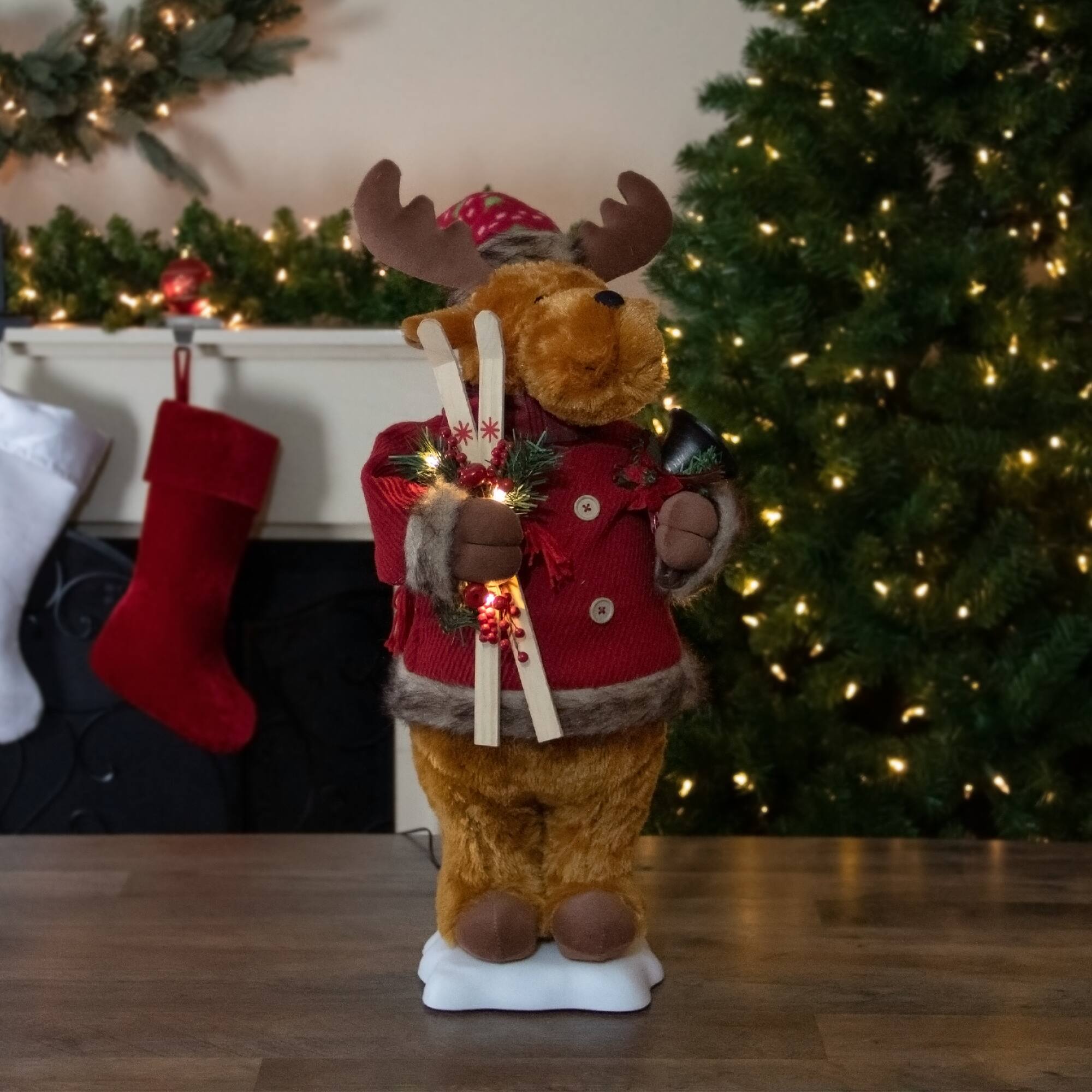 24&#x22; Lighted &#x26; Animated Musical Moose Christmas Figure