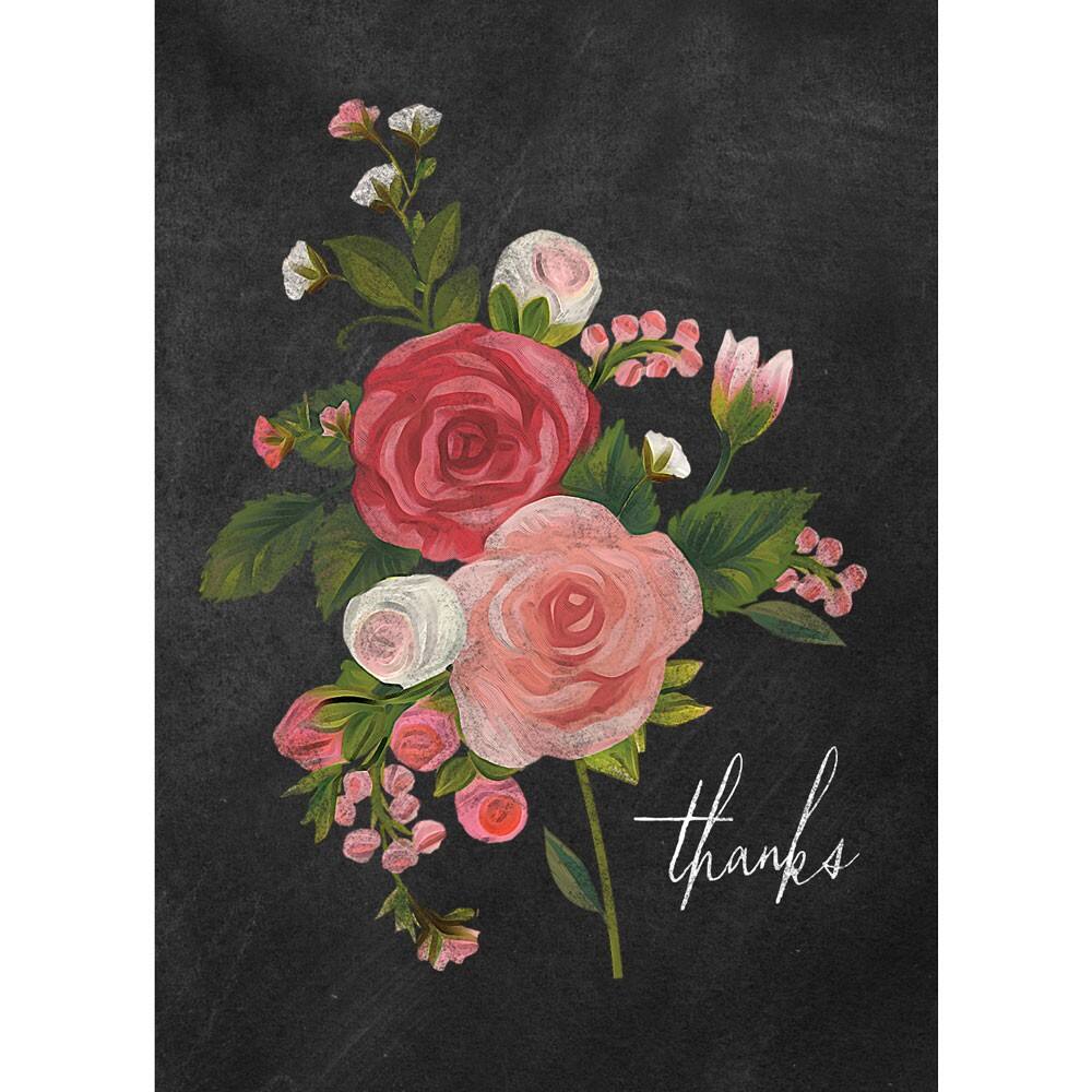 JAM Paper Blank Rosy Floral Design Thank You Cards Set, 36ct.