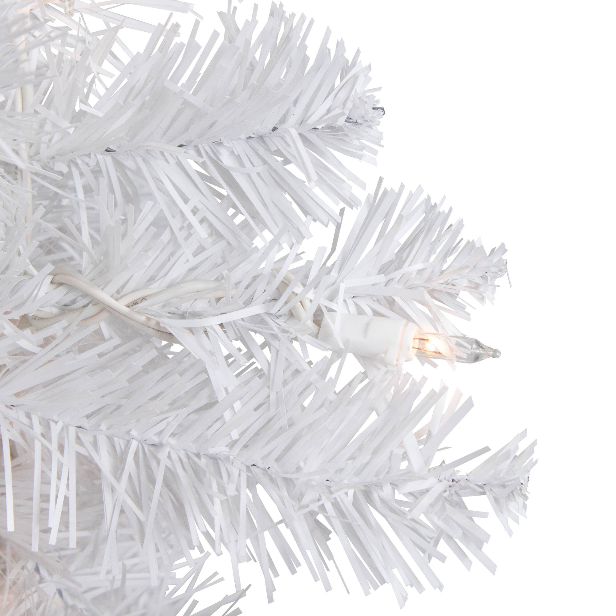18&#x22; Pre-Lit Medium Snow White Artificial Christmas Tree, Clear Lights
