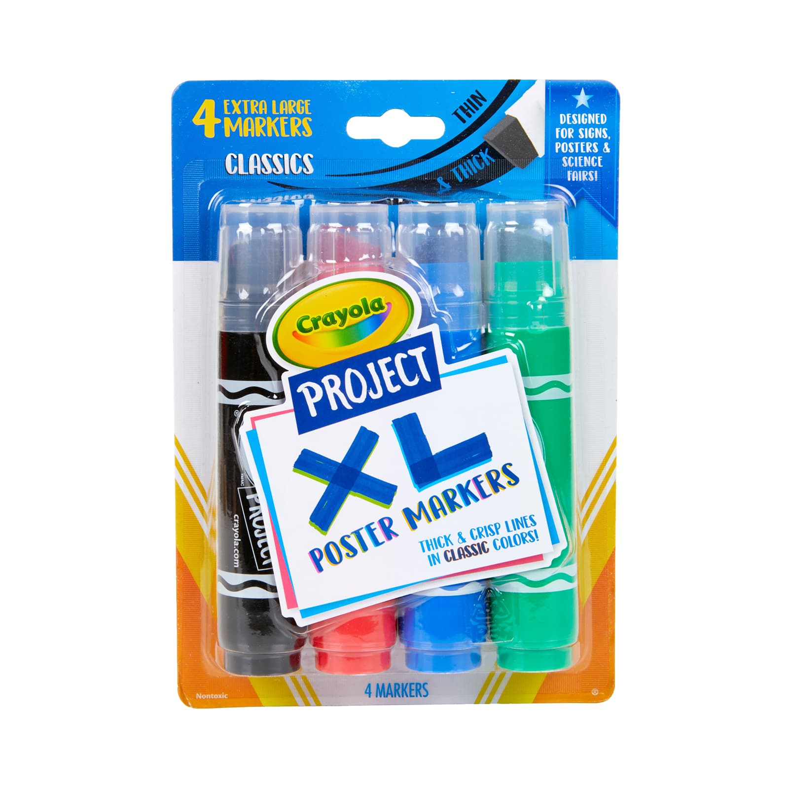 Crayola&#xAE; Project&#x2122; Classic Chisel Tip XL Poster Markers, 4ct.