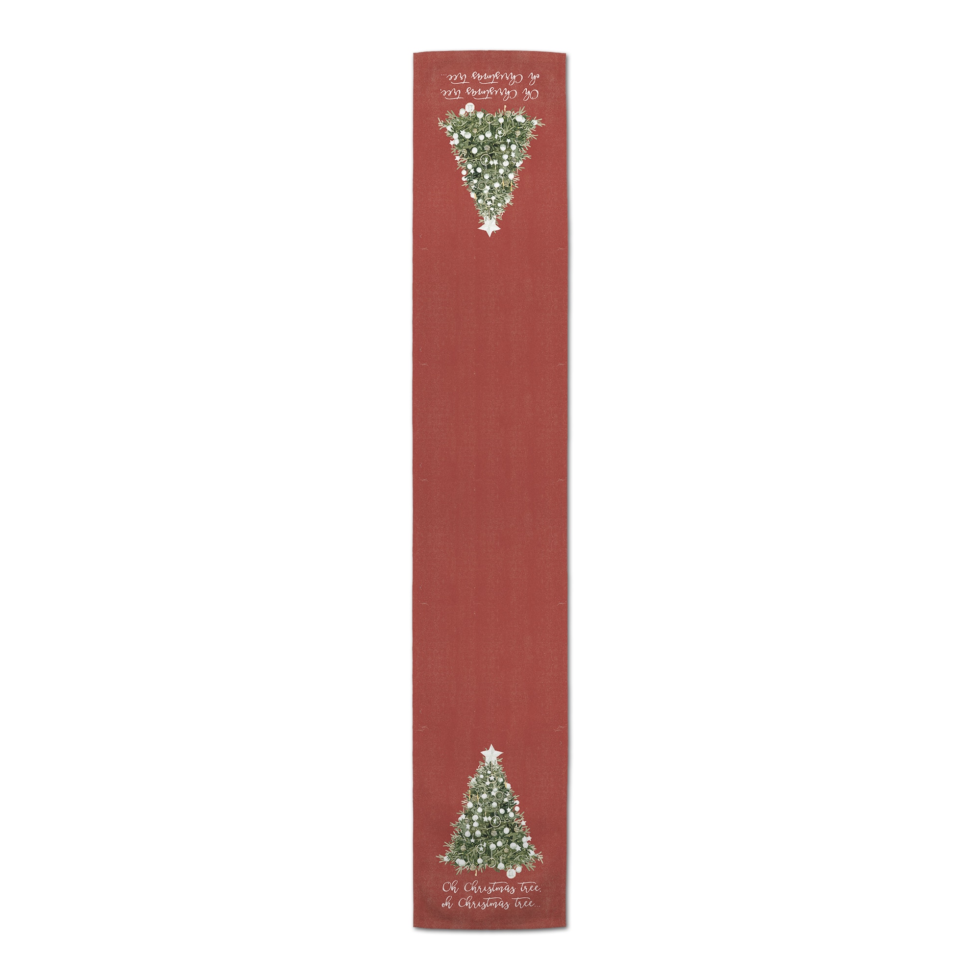 72&#x22; Oh Christmas Tree On Red Table Runner