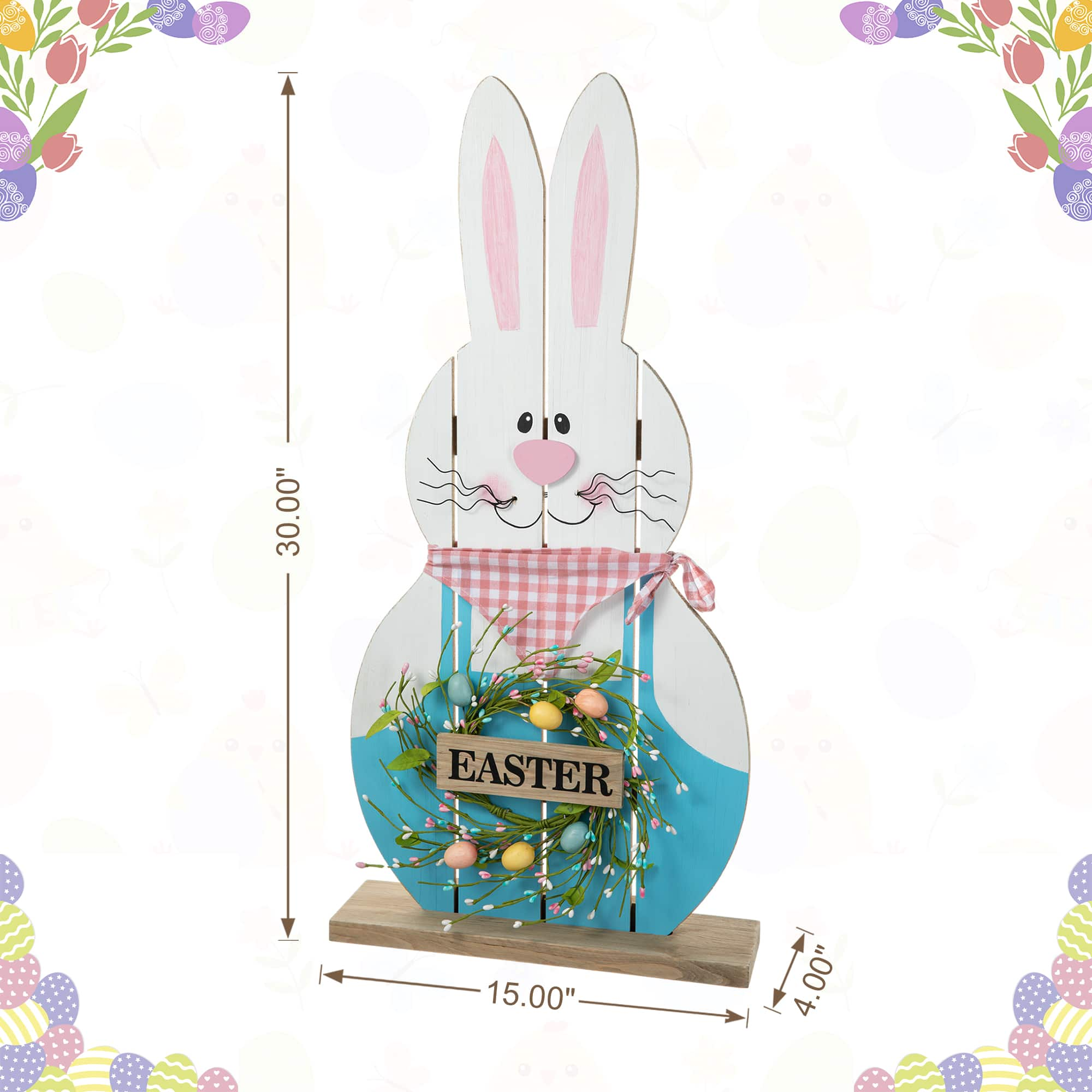 Glitzhome&#xAE; 30&#x22; Easter Wooden Bunny Porch D&#xE9;cor