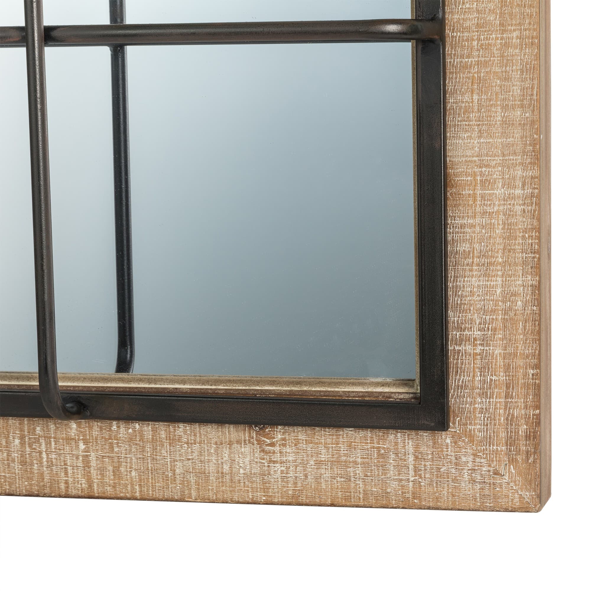 Glitzhome&#xAE; 31.5&#x22; Farmhouse Wooden &#x26; Metal Windowpane Rectangular Wall Mirror