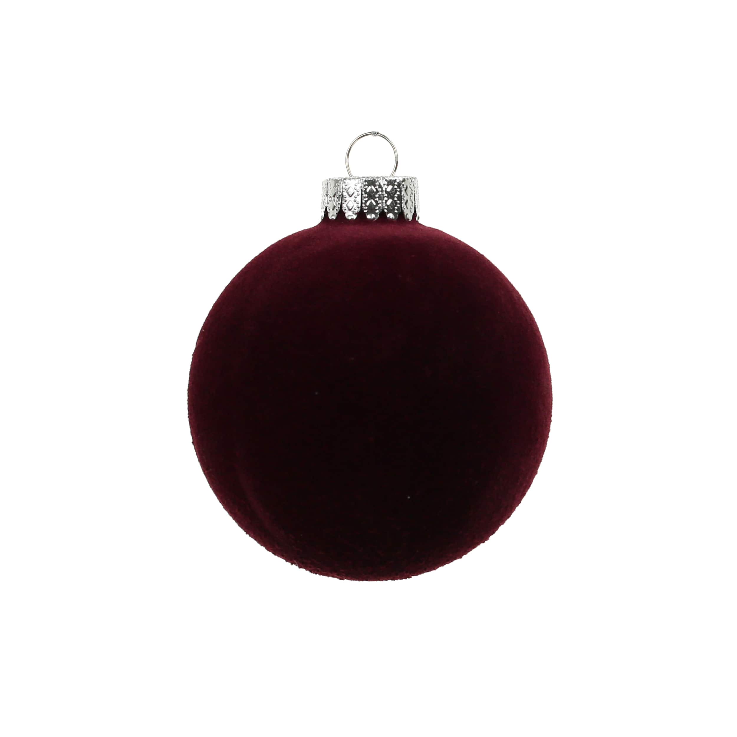 4 Pack 3.1&#x22; Purple Flocked Glass Ball Ornaments by Ashland&#xAE;