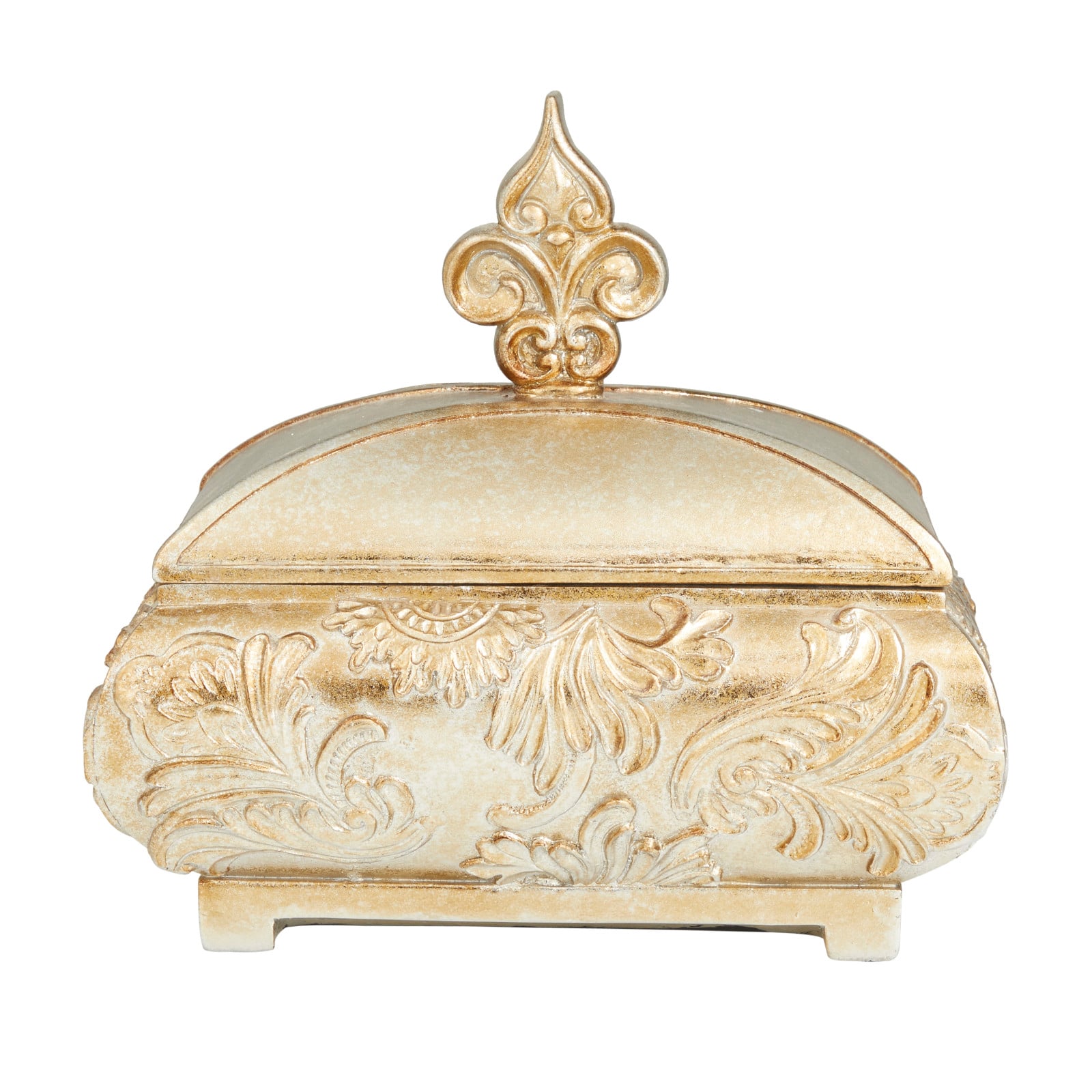 11&#x22; Gold Rectangular Traditional Decorative Jar