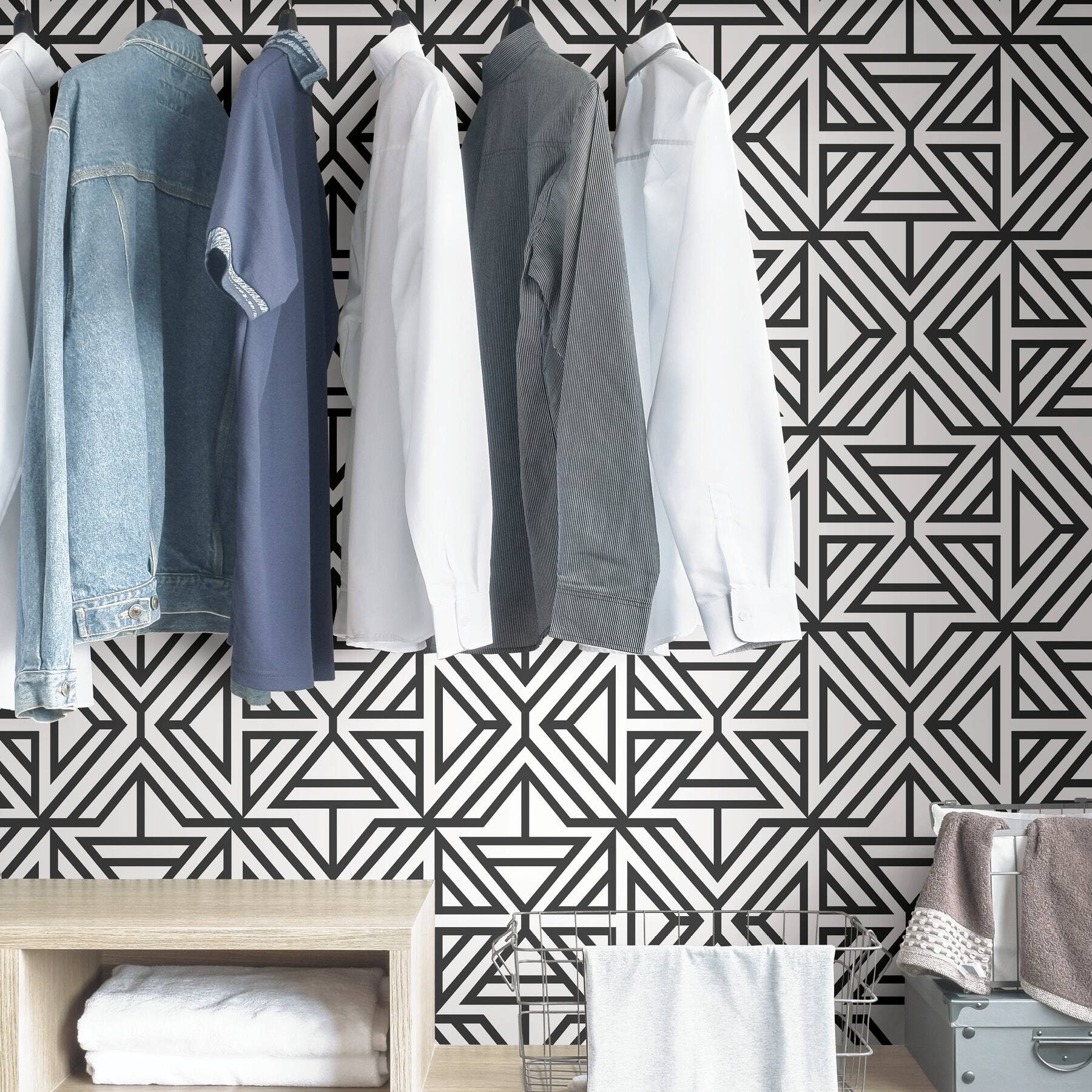 NuWallpaper Black Linear Peel & Stick Wallpaper