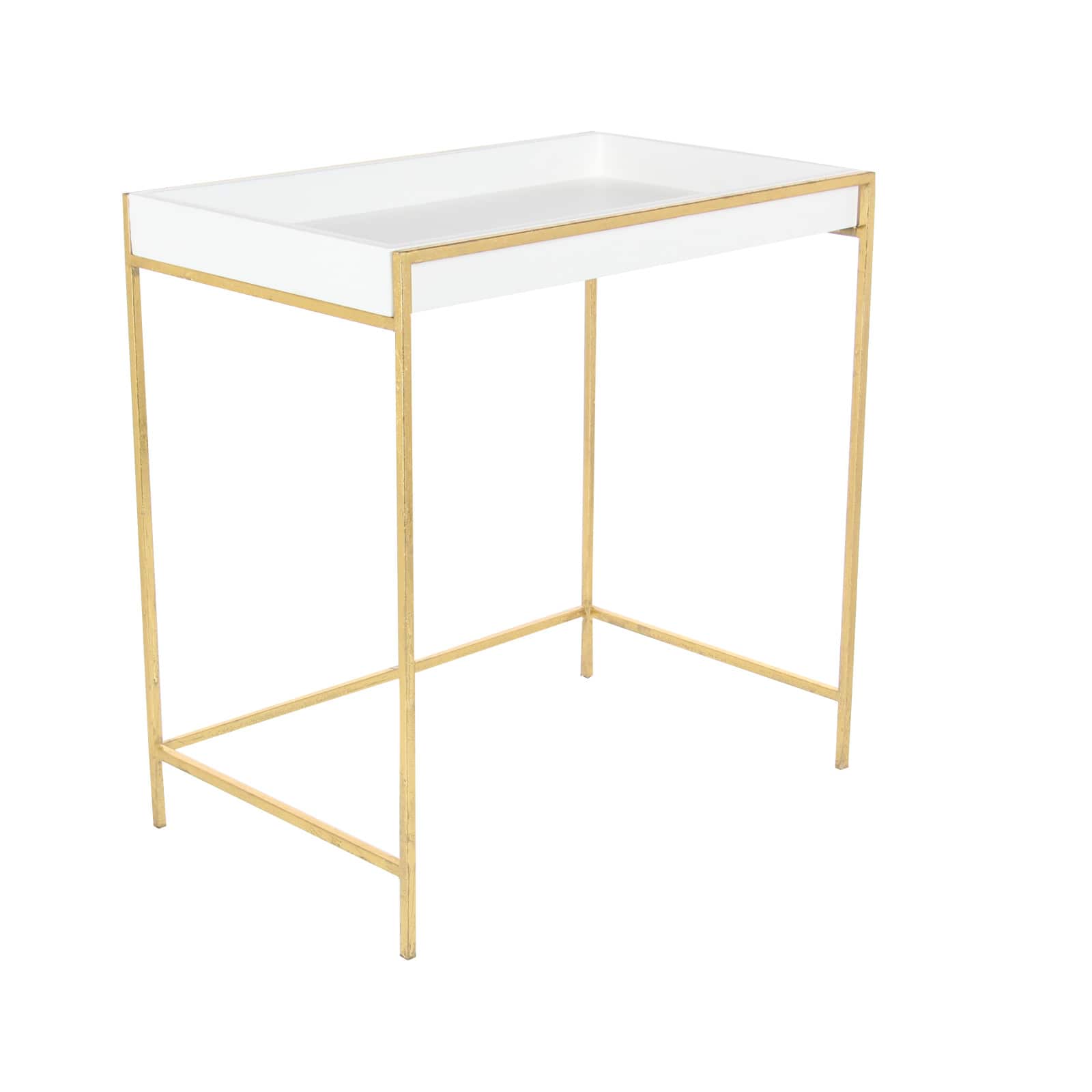 Set of 2 Gold Metal Contemporary Console Table, 22", 20"