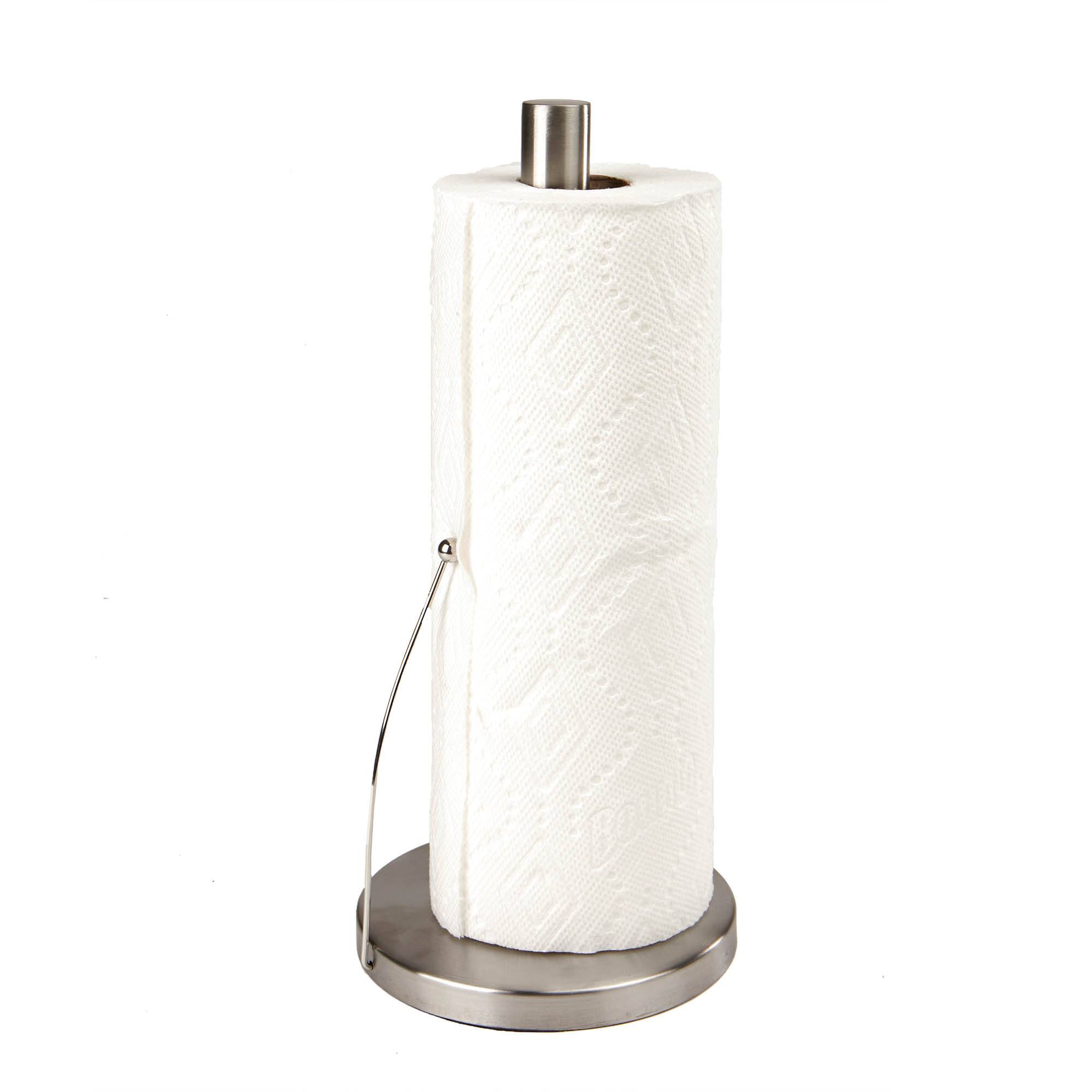 Mind Reader Silver Standing Paper Towel Holder with Weighted Base