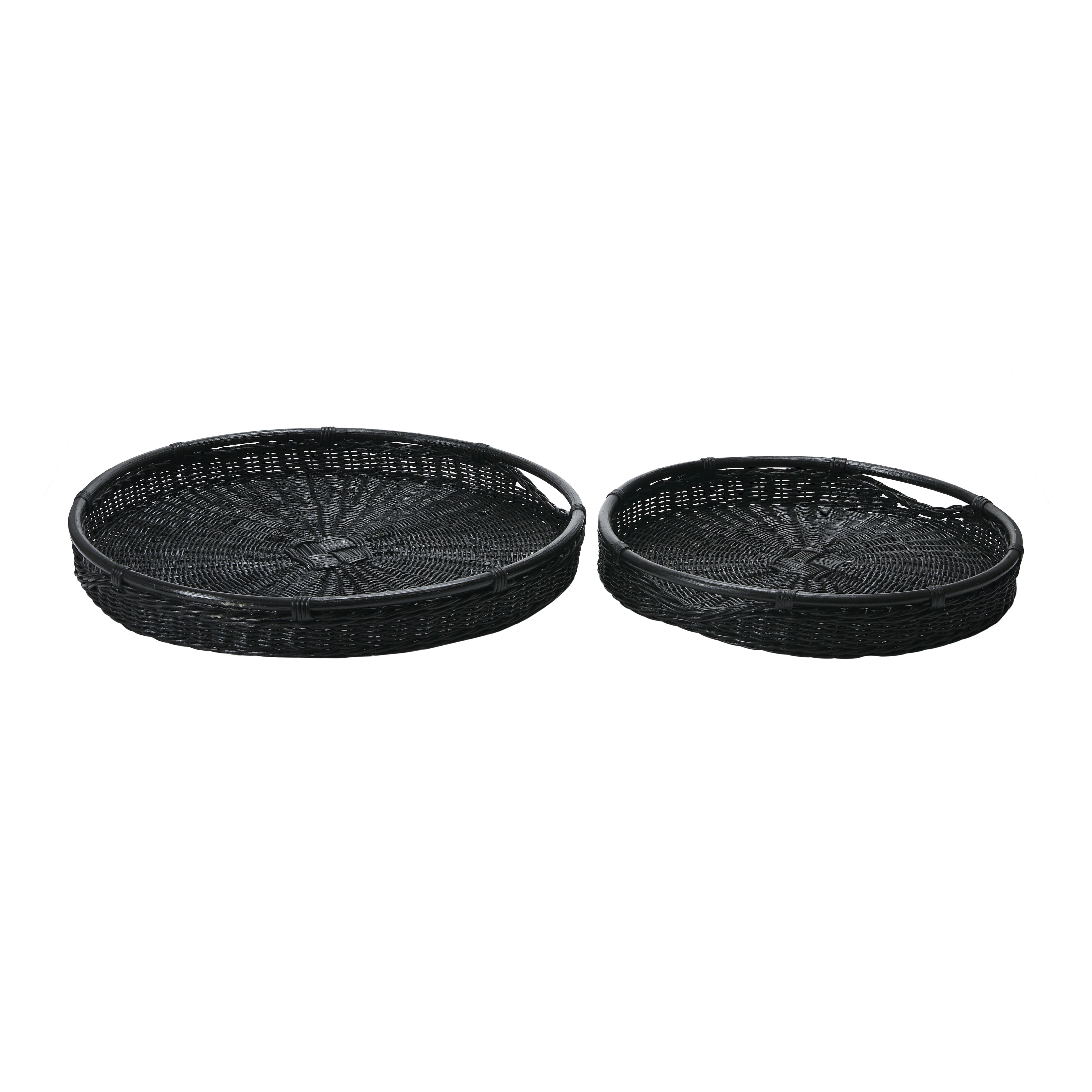 Hello Honey® Black Wicker Trays with Handle Set