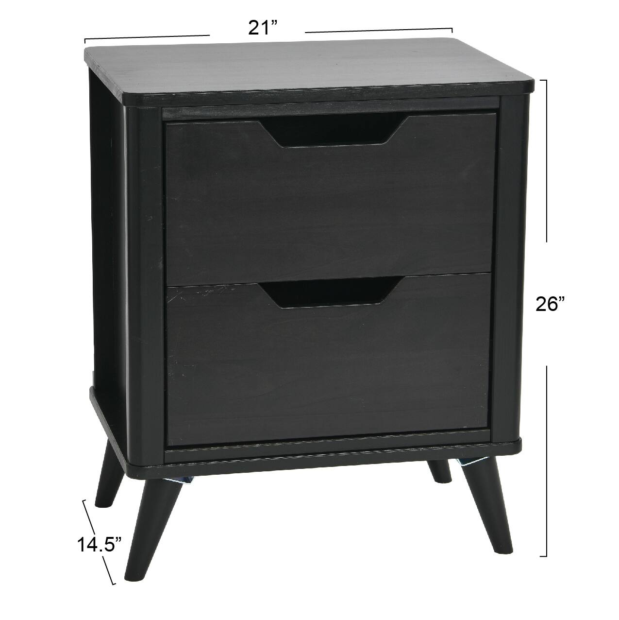 Hello Honey&#xAE; 26&#x22; Yume Mid Century Modern Solid Wood Nightstand with 2 Storage Drawers