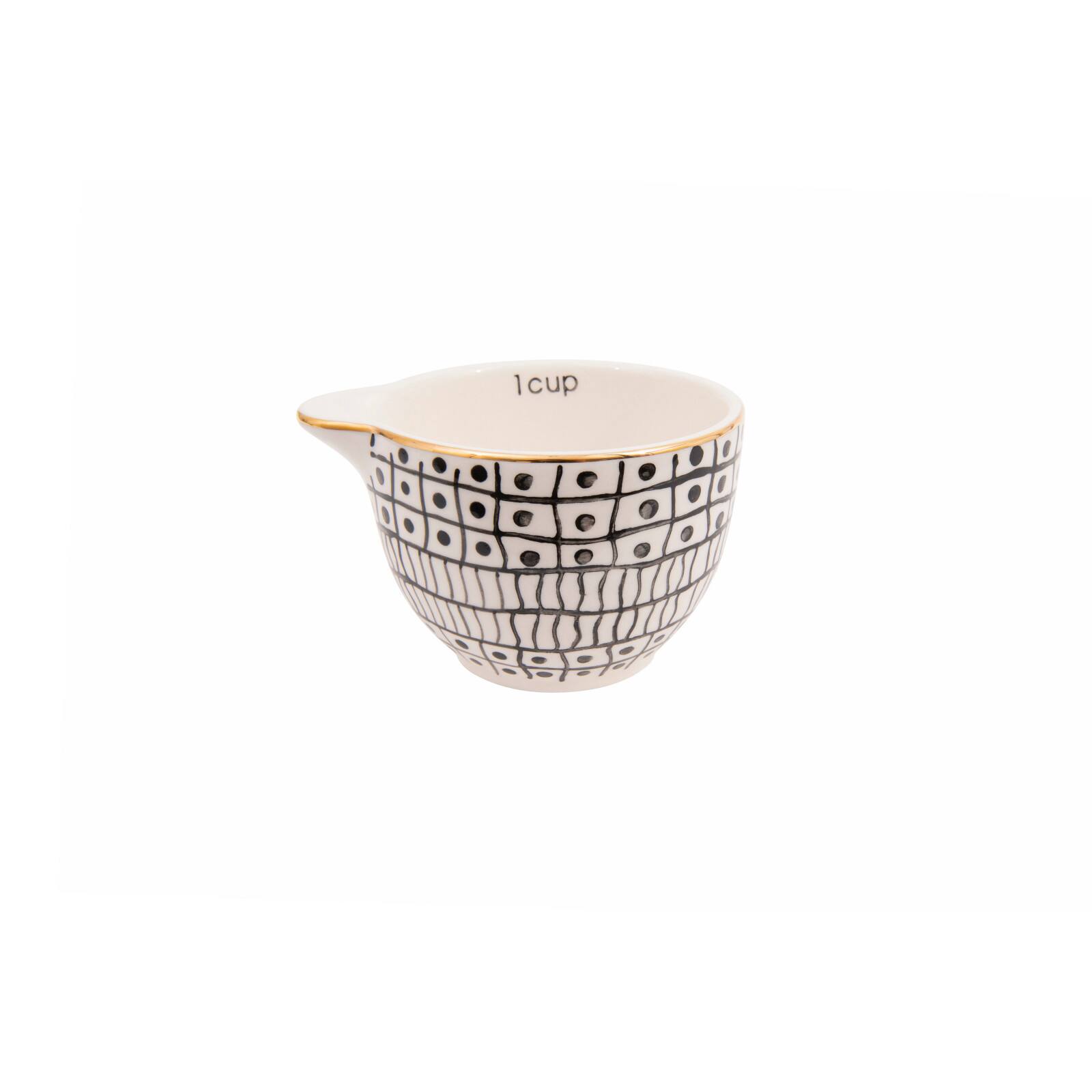 Hello Honey® Black & White Stoneware Measuring Cups with Gold Electroplating, 4ct.