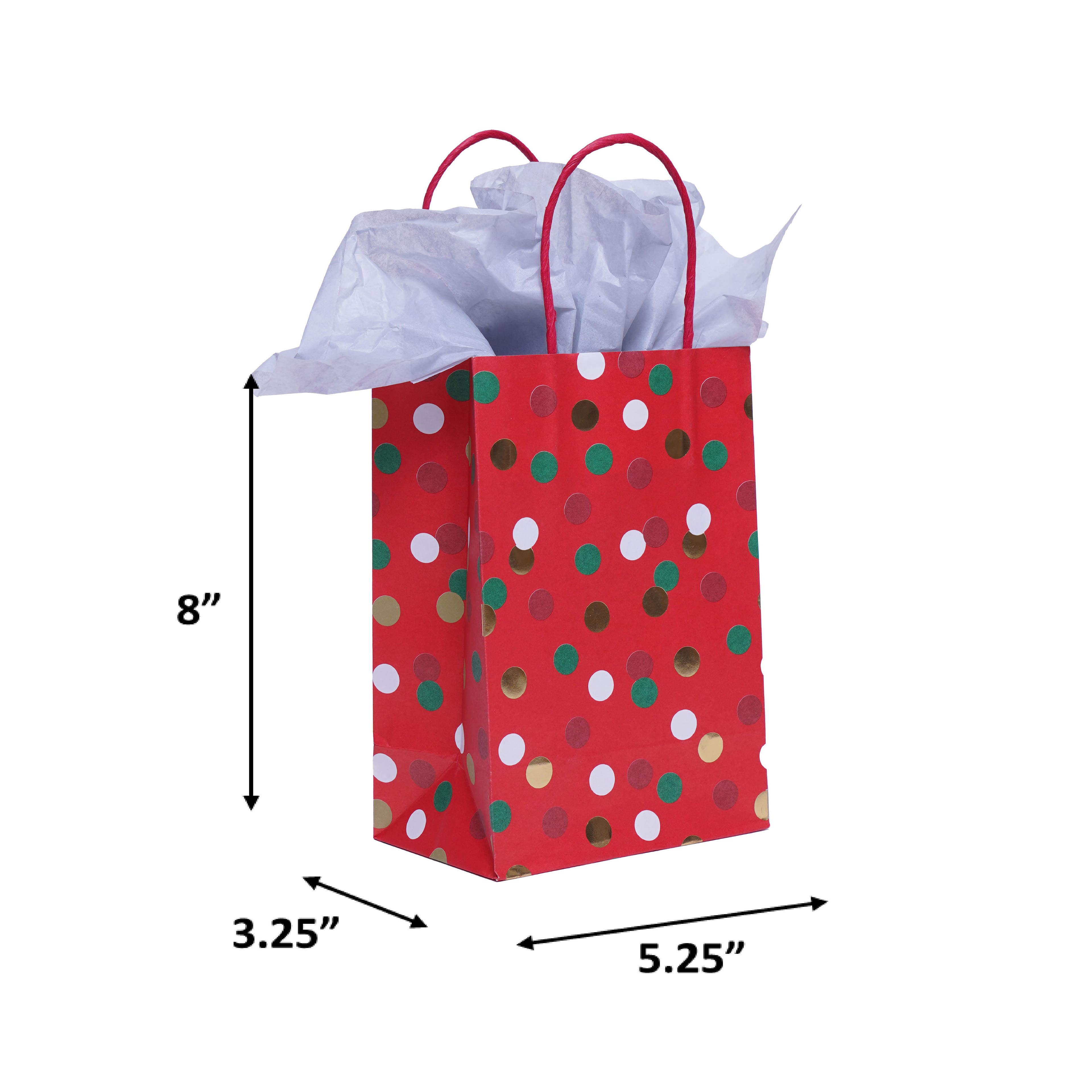 8&#x22; Christmas Polka Dot Gift Bags, 6ct. by Celebrate It&#x2122;