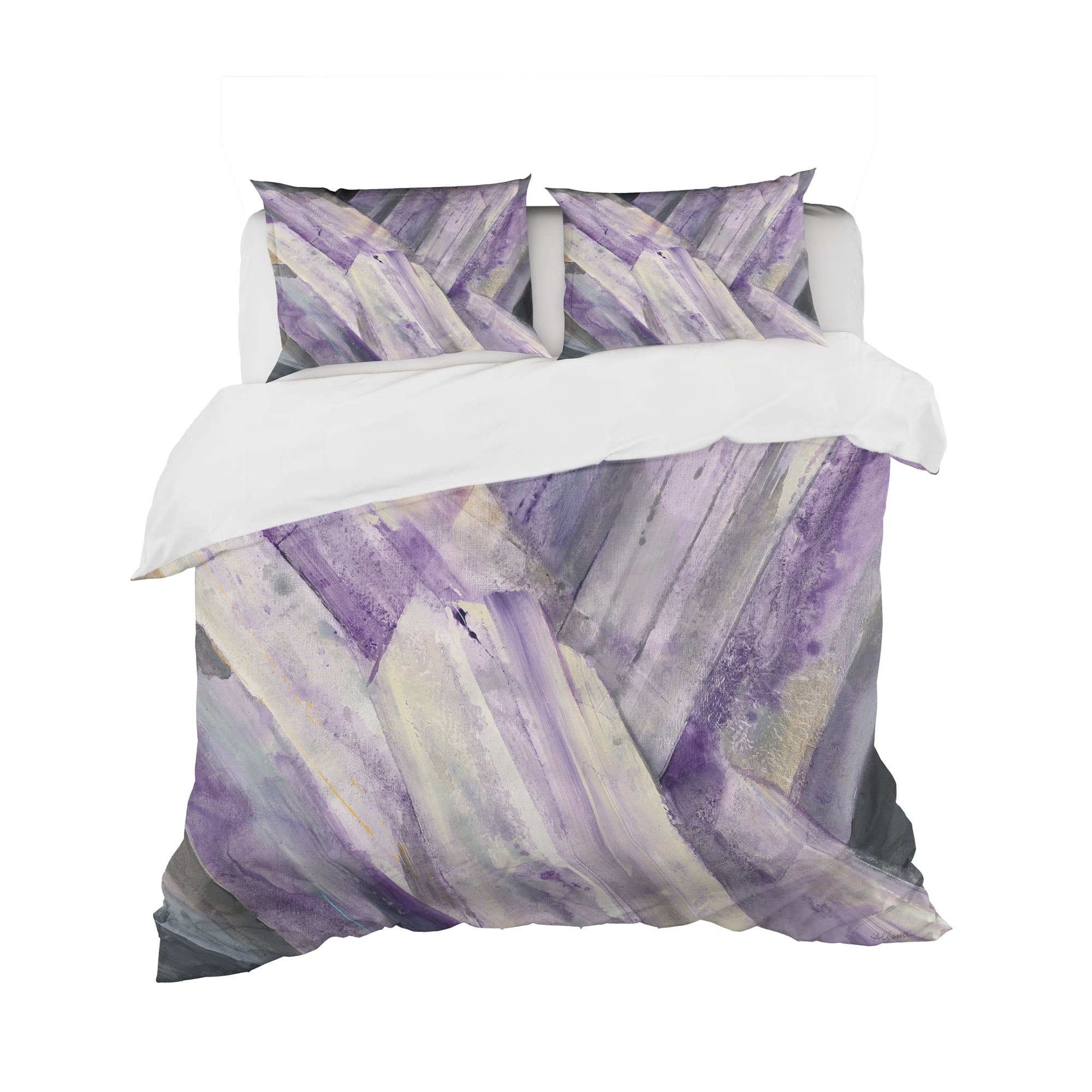 Designart &#x27;Geometric Purple Glacier&#x27; Geometric Bedding Set - Duvet Cover &#x26; Shams