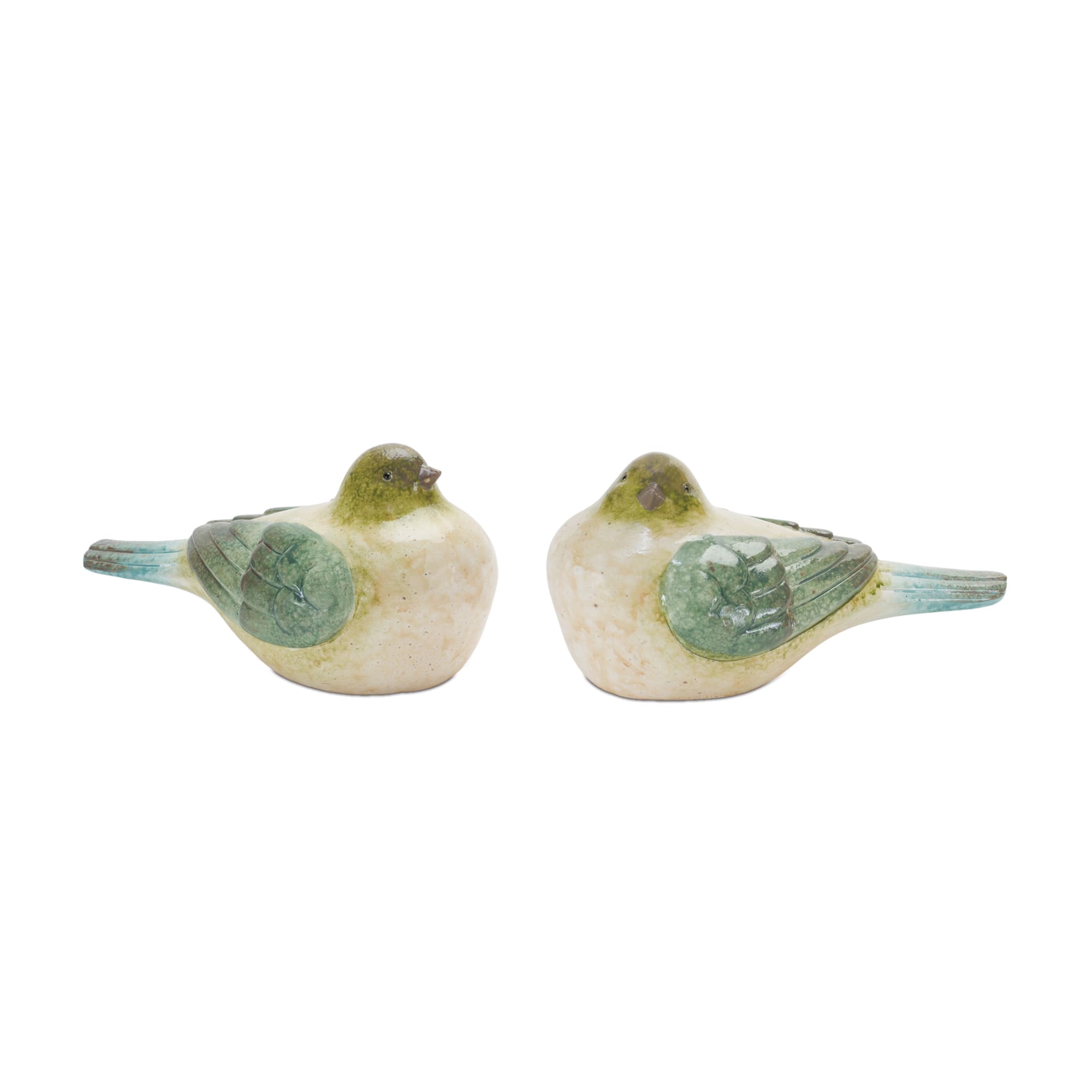 7.5&#x22; Green Cottage Bird Figurine Set