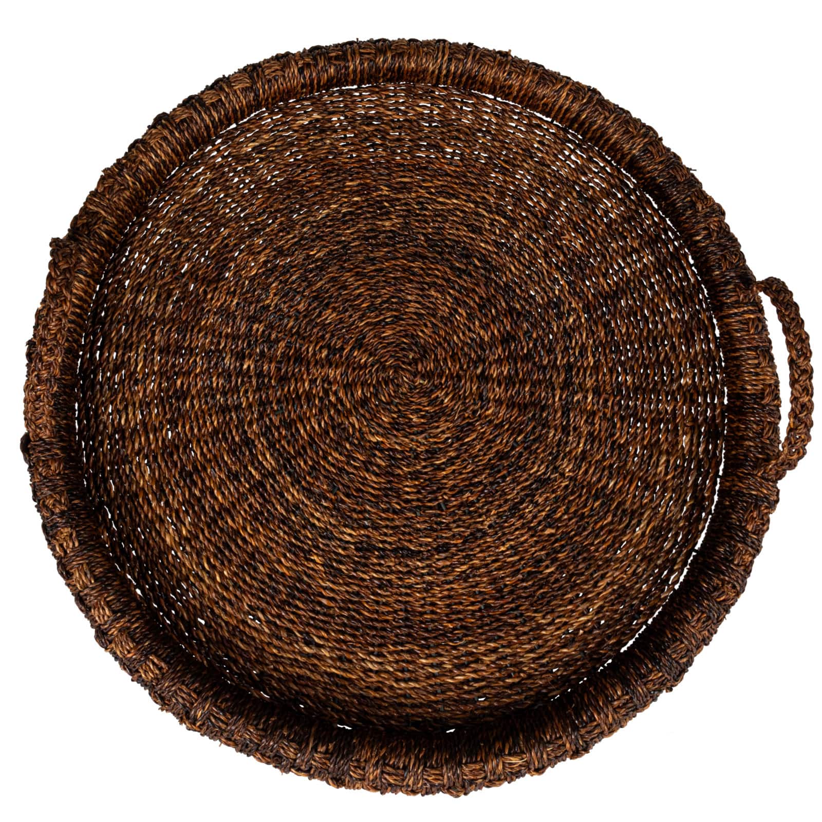 Hello Honey® 29" Dark Brown Artisanal Bankuan Braided Tray with Handles