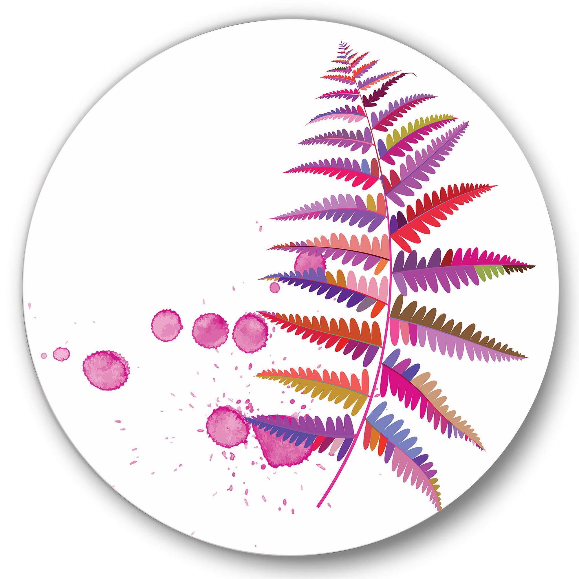 Designart - Purple Fern - Farmhouse Metal Circle Wall Art