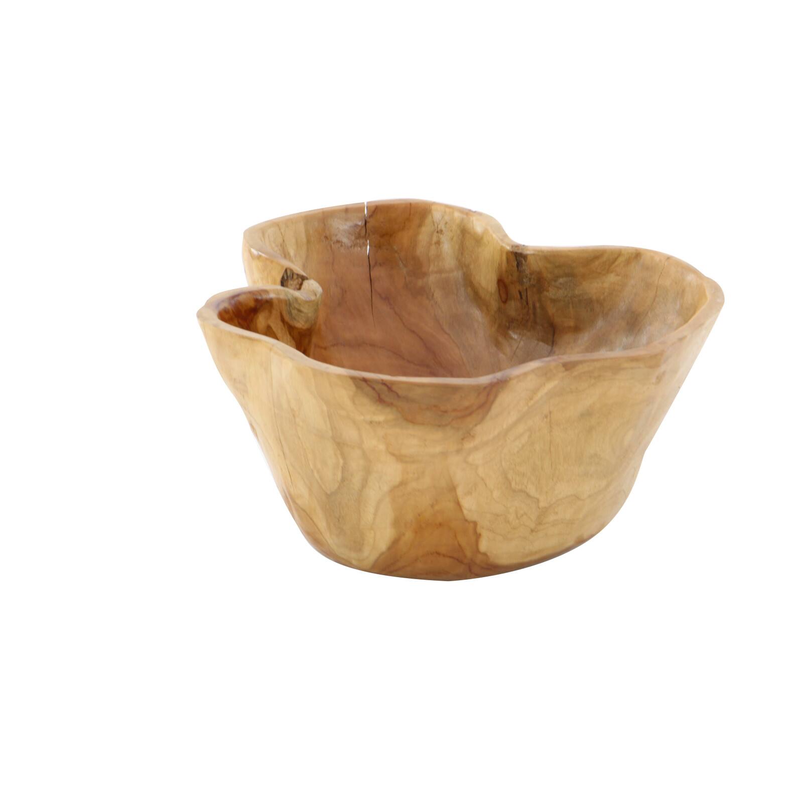 14" Brown Wood Natural Decorative Bowl