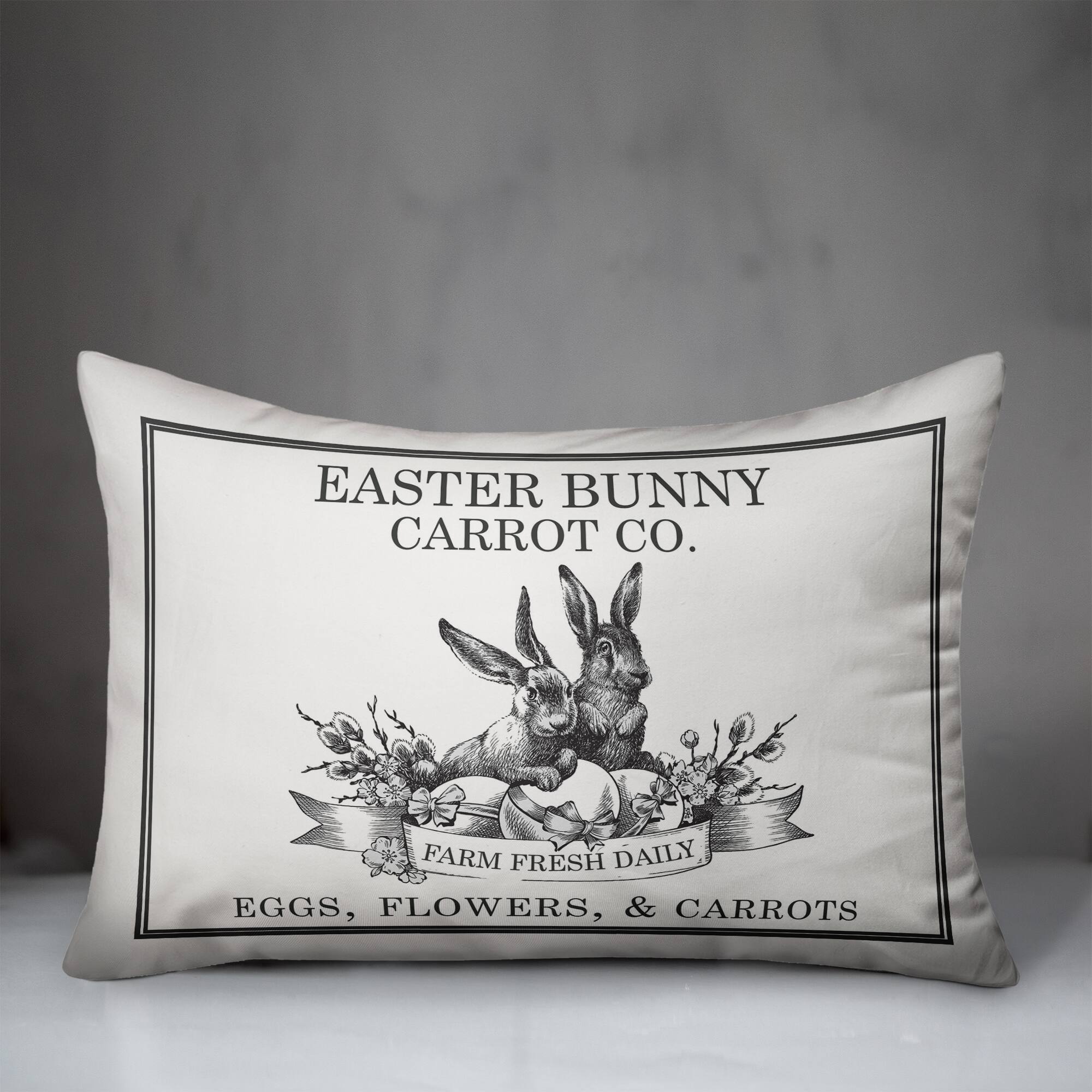 Easter Bunny Carrot Farm Pillow 14" x 20" Throw Pillow