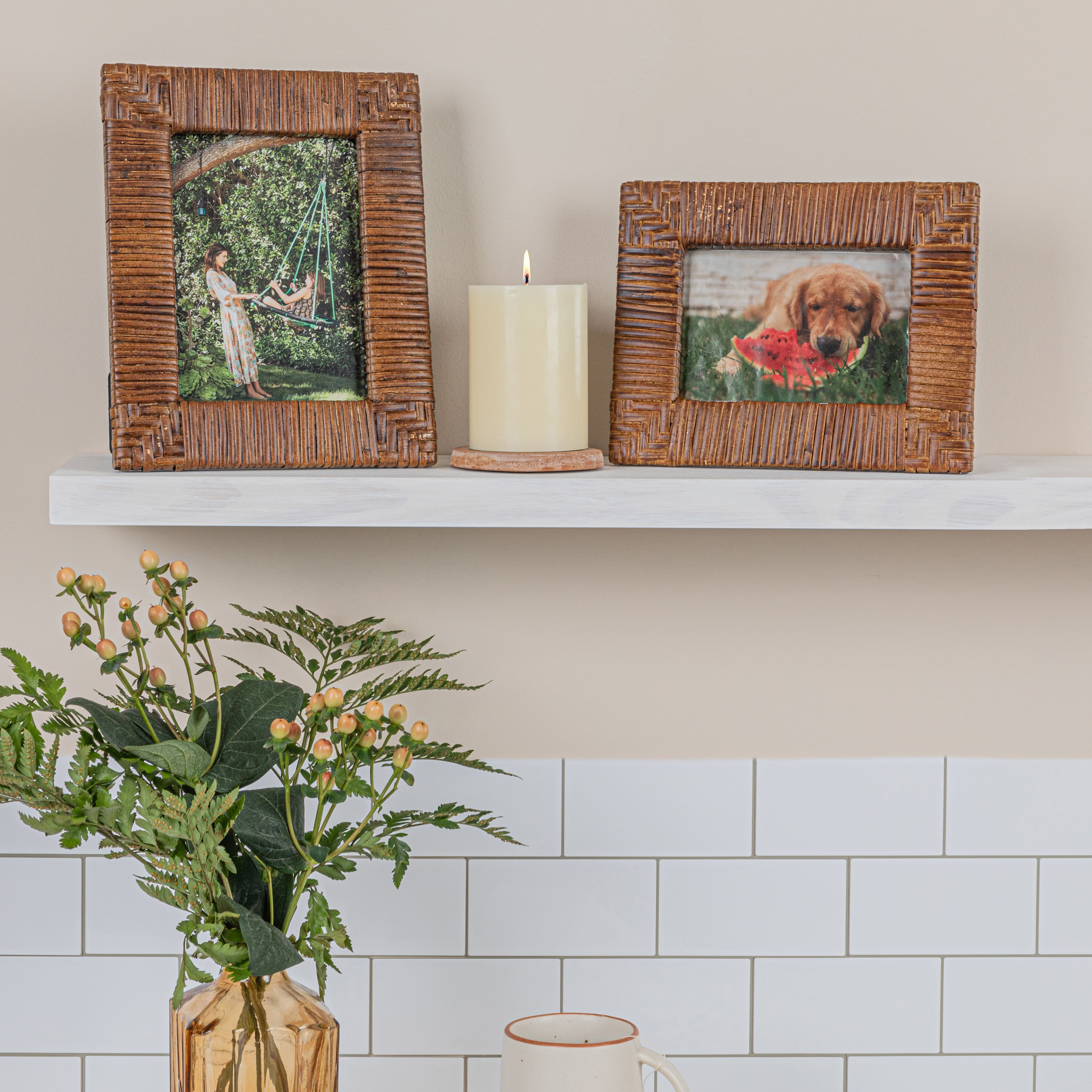 Hello Honey® Natural Stained Handwoven Rattan Photo Frame