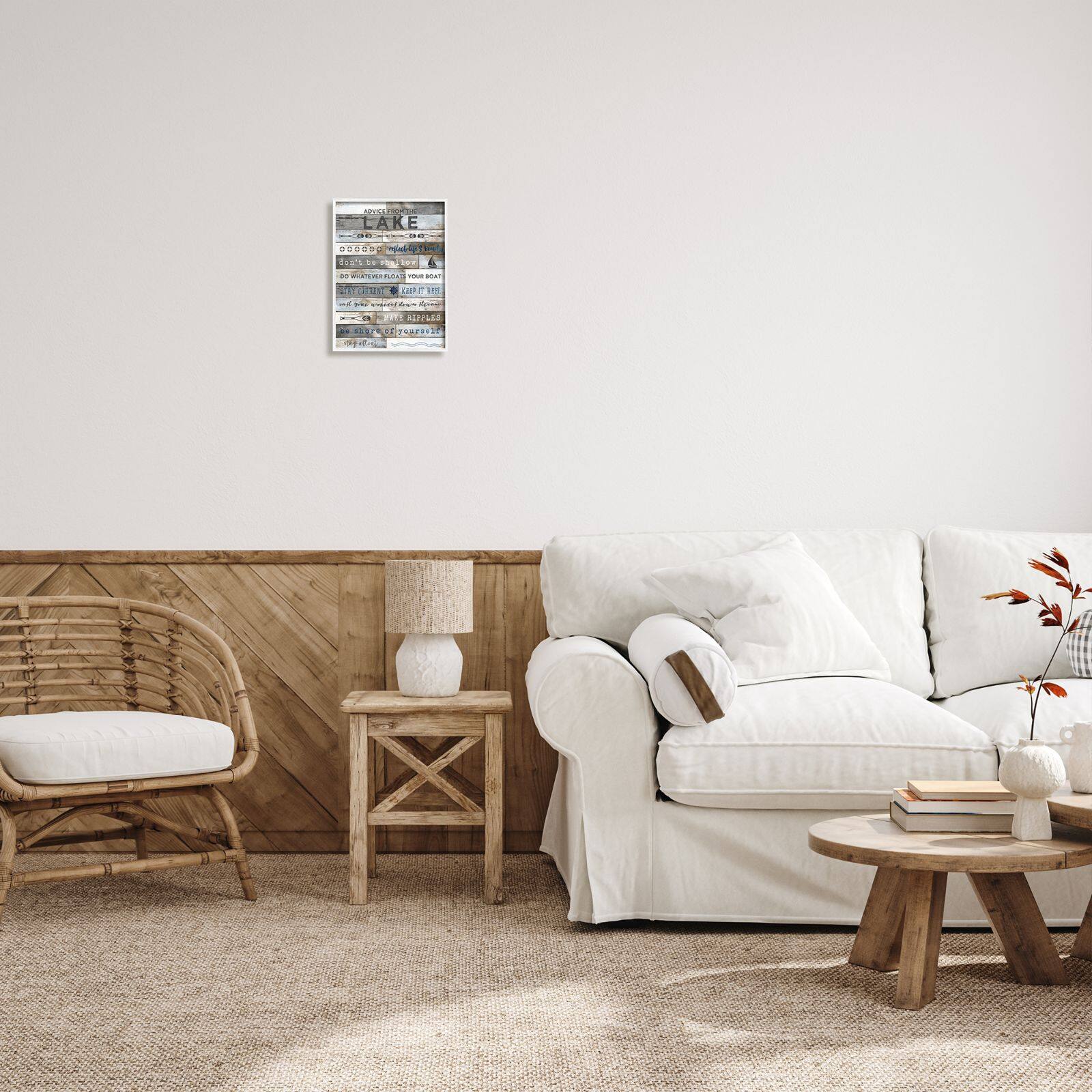 Stupell Industries Advice From the Lake List Rustic Plank Pattern Framed Wall Art