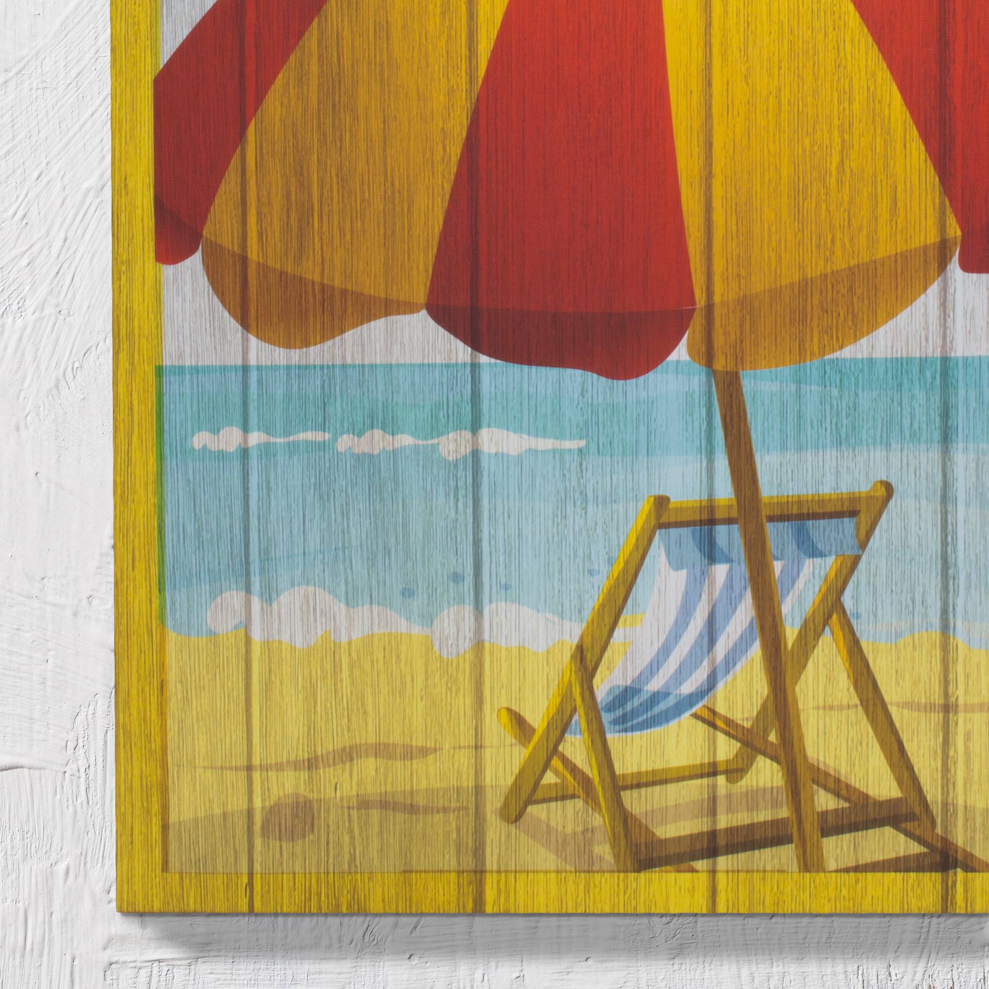 Island Time Coastal Beach Outdoor Canvas Art Print - 16"x48"