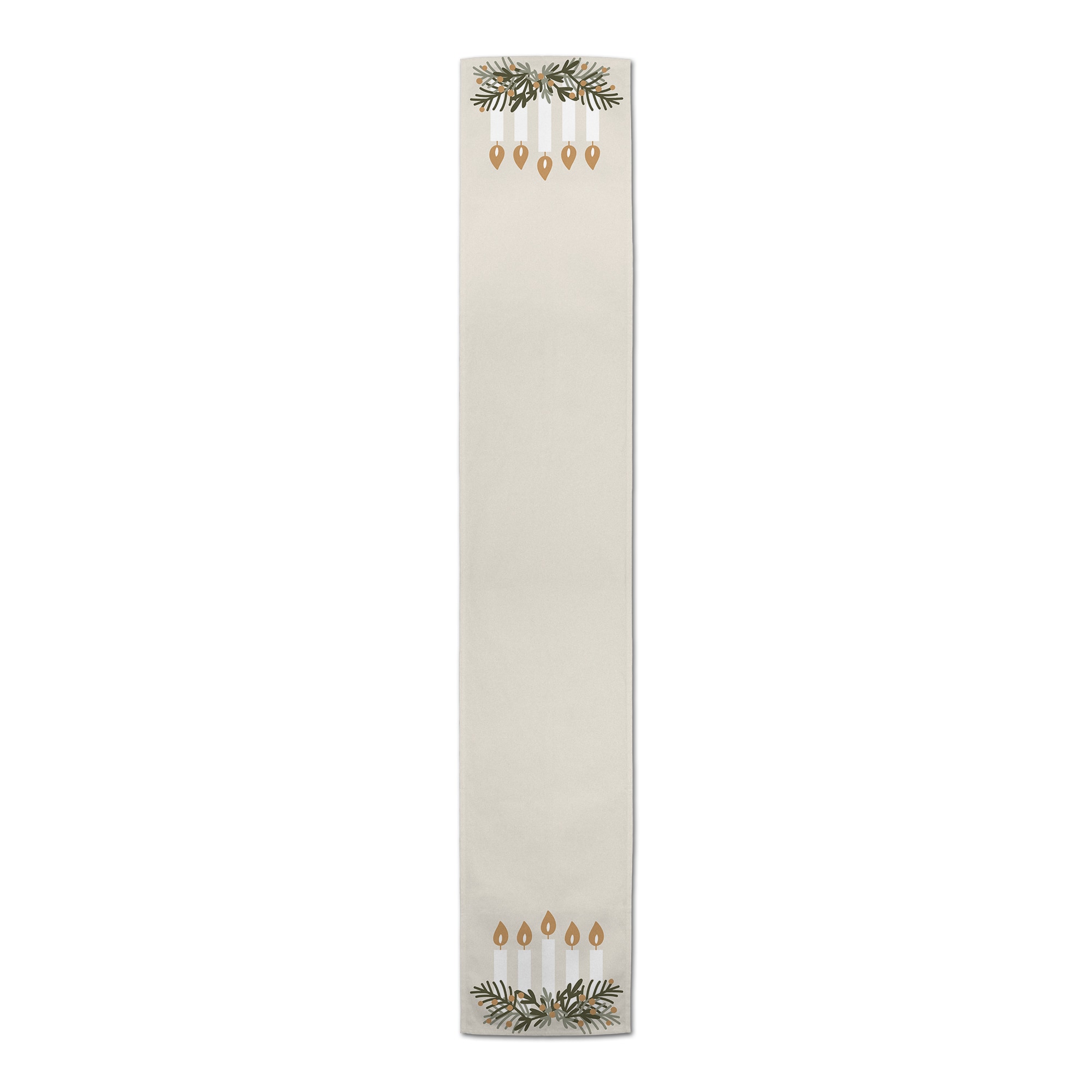 Candles With Greenery 16x72 Poly Twill Table Runner