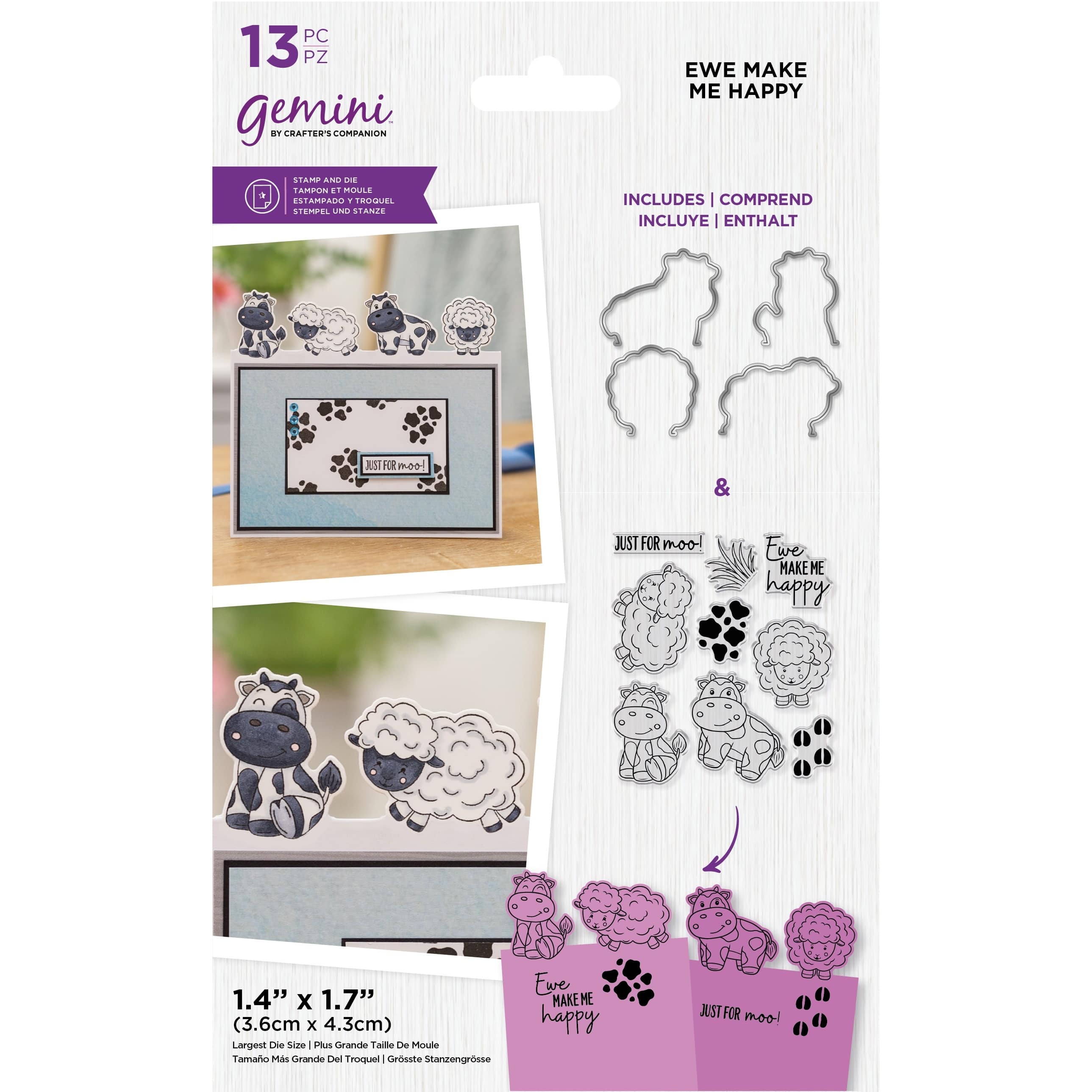 Crafter&#x27;s Companion Gemini&#x2122; Ewe Make Me Happy Clear Stamps &#x26; Die Set