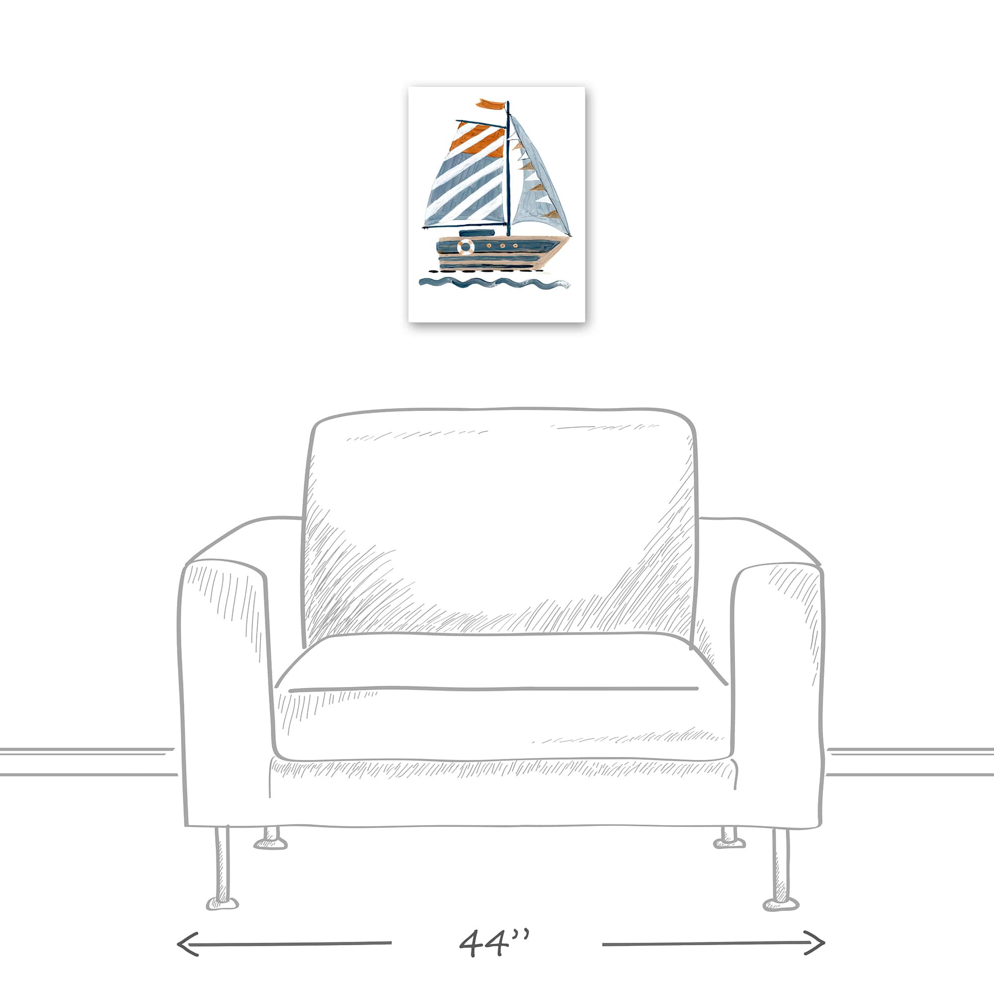 Striped Sailboat 12&#x22; x 16&#x22; Canvas Wall Art