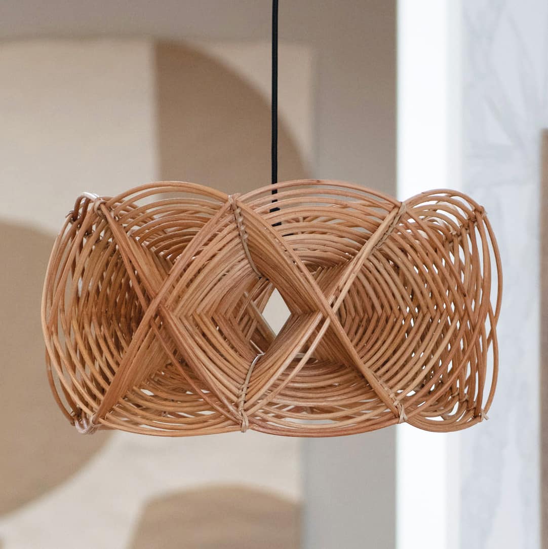 21&#x22; Natural Modern Woven Rattan Ceiling Light