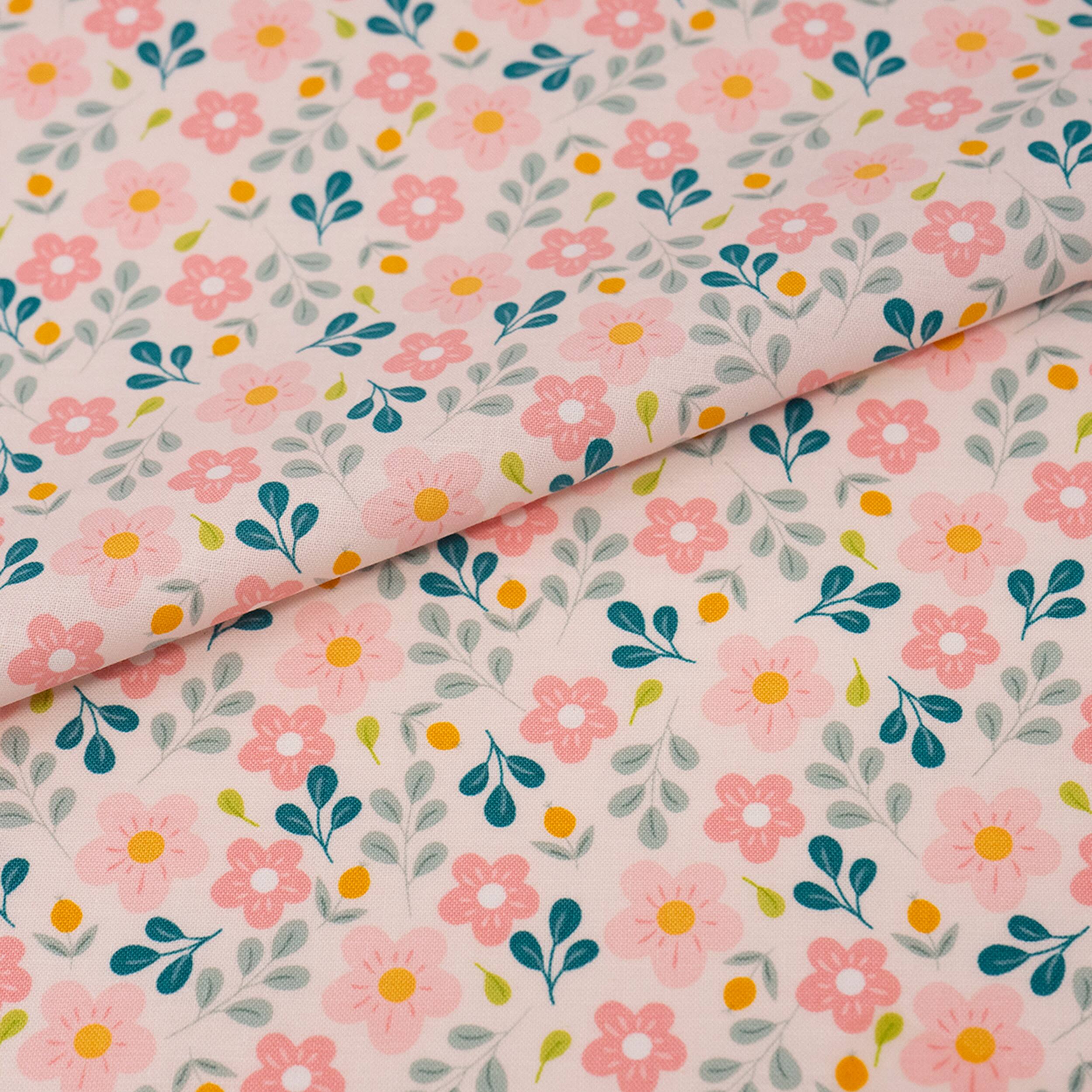 SINGER Delicate Floral Pink Cotton Fabric